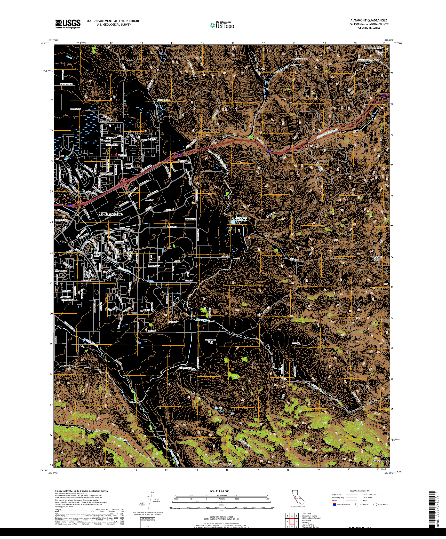 USGS US TOPO 7.5-MINUTE MAP FOR ALTAMONT, CA 2018