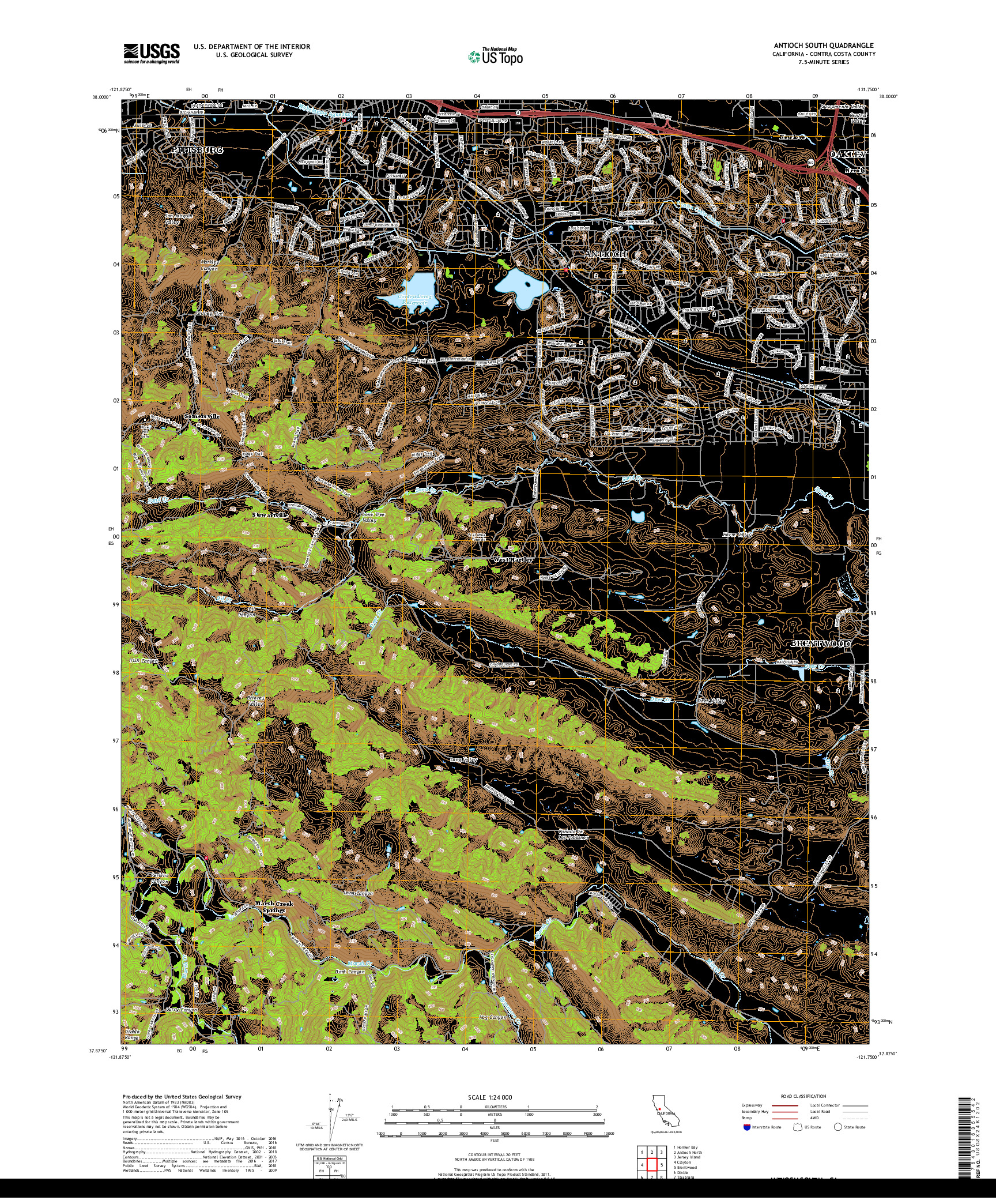 USGS US TOPO 7.5-MINUTE MAP FOR ANTIOCH SOUTH, CA 2018