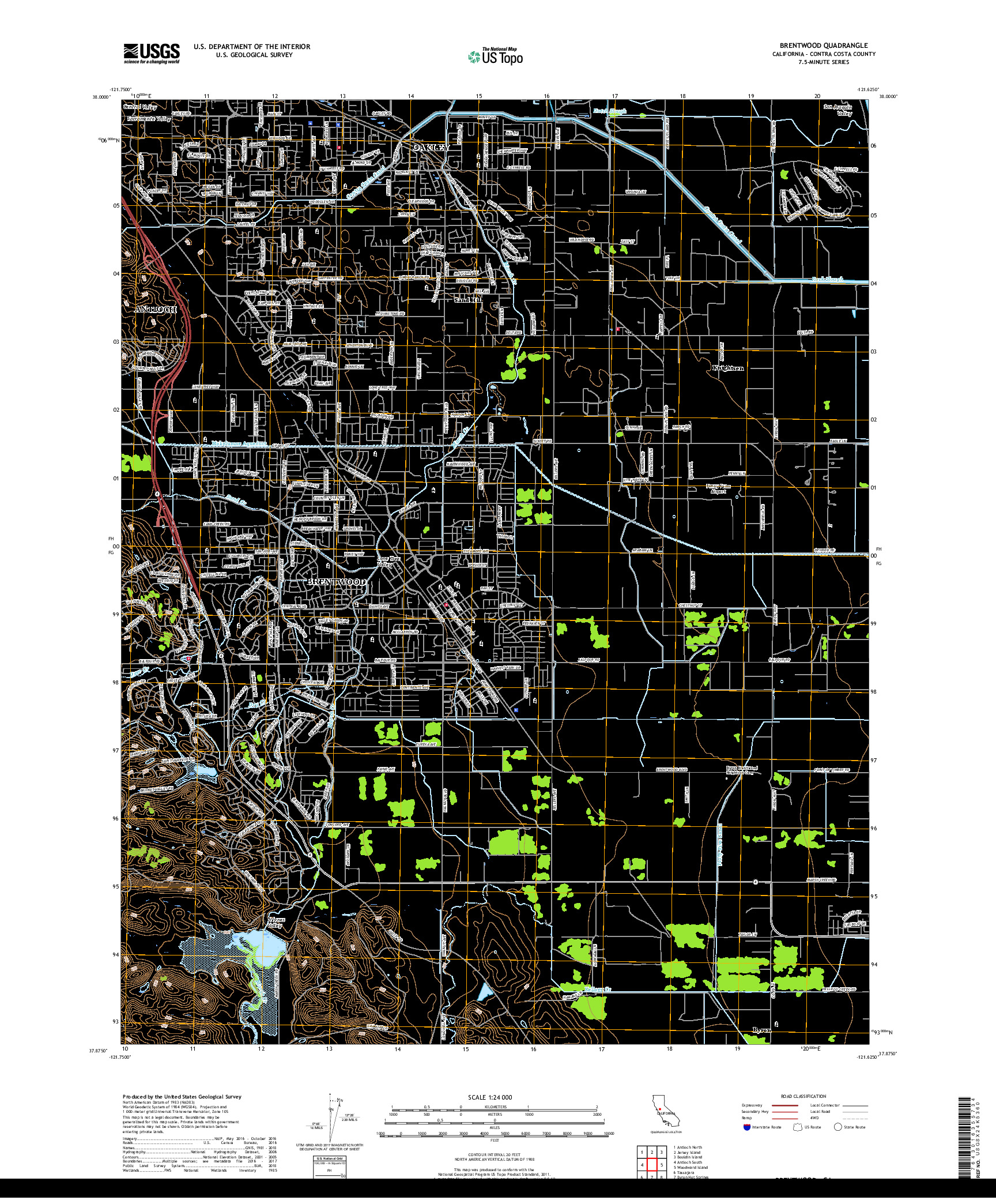 USGS US TOPO 7.5-MINUTE MAP FOR BRENTWOOD, CA 2018