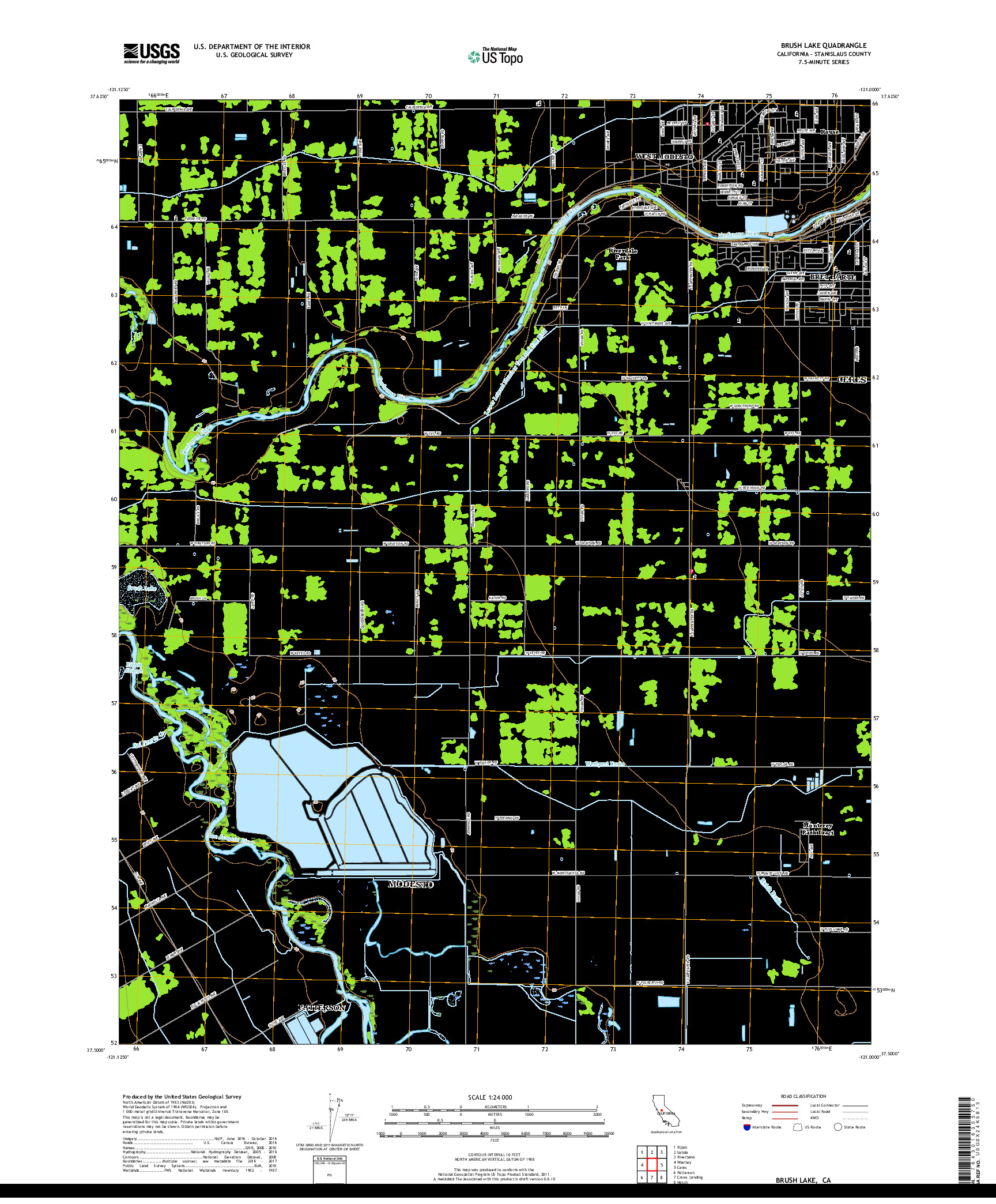 USGS US TOPO 7.5-MINUTE MAP FOR BRUSH LAKE, CA 2018