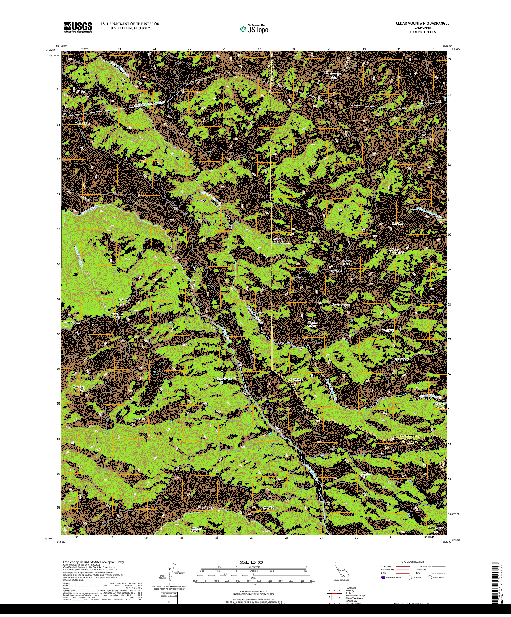 USGS US TOPO 7.5-MINUTE MAP FOR CEDAR MOUNTAIN, CA 2018