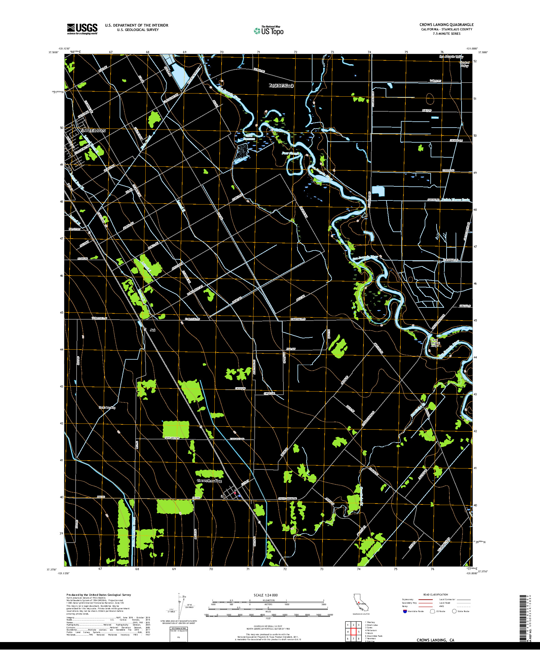 USGS US TOPO 7.5-MINUTE MAP FOR CROWS LANDING, CA 2018