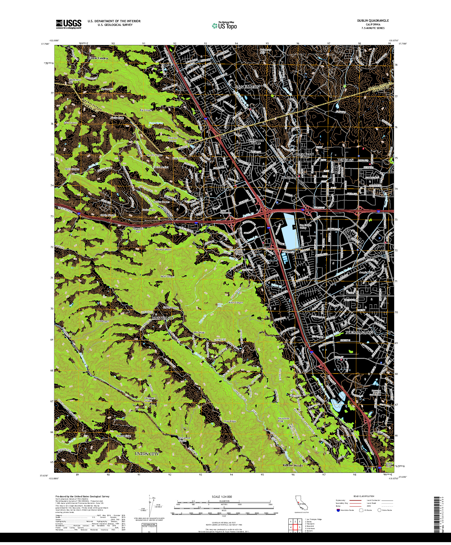 USGS US TOPO 7.5-MINUTE MAP FOR DUBLIN, CA 2018