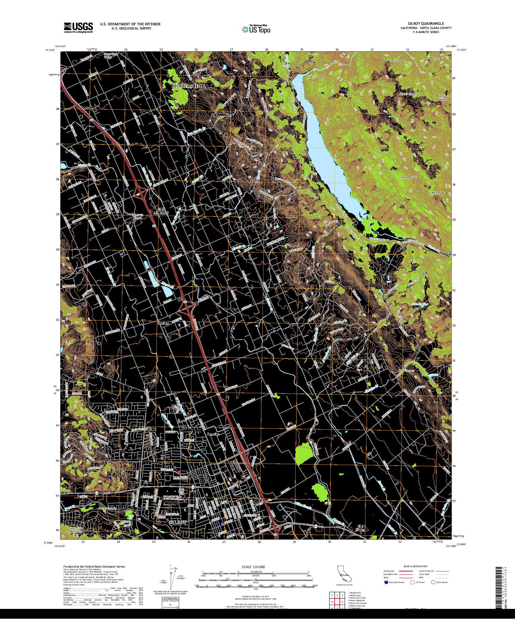 USGS US TOPO 7.5-MINUTE MAP FOR GILROY, CA 2018