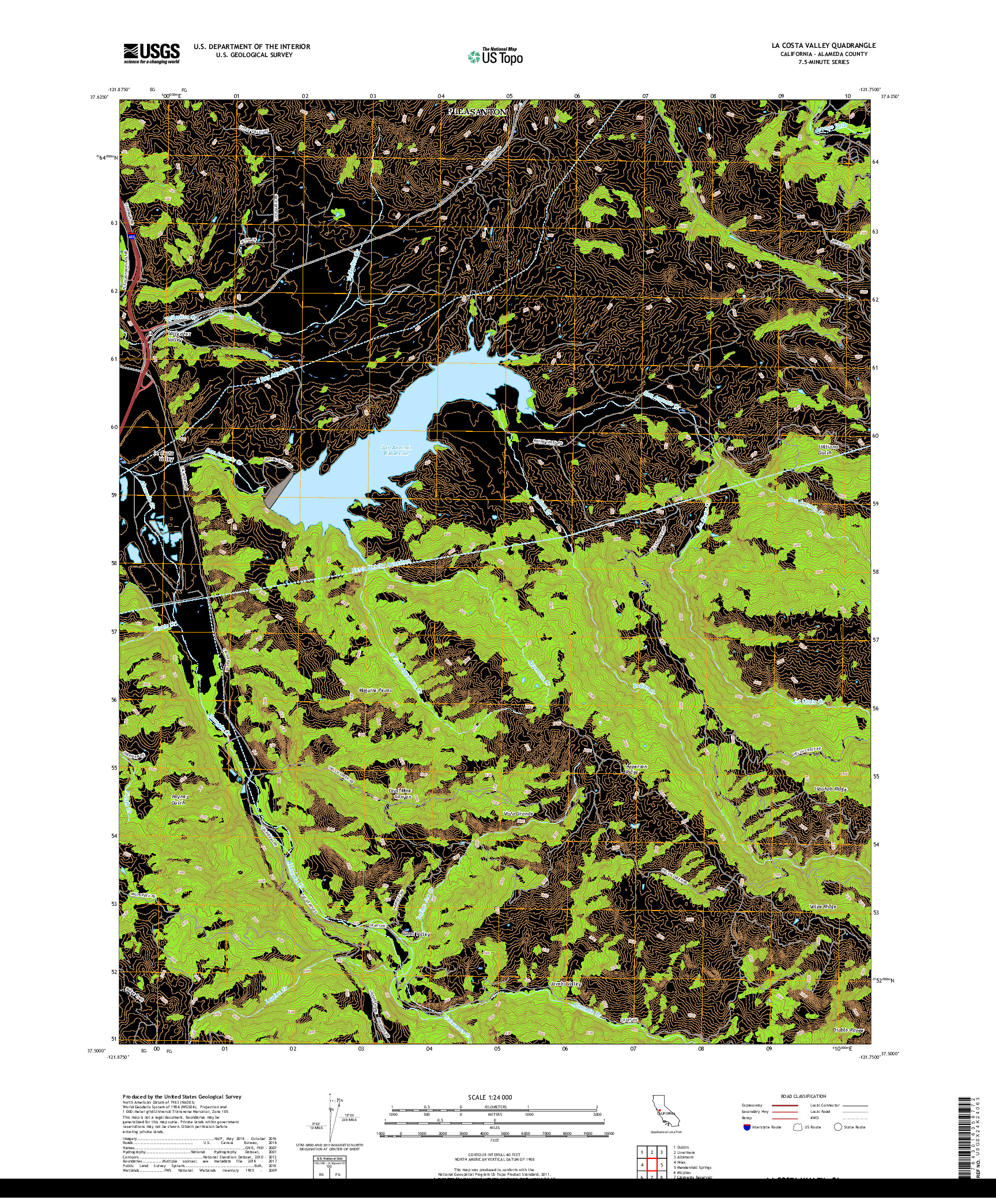 USGS US TOPO 7.5-MINUTE MAP FOR LA COSTA VALLEY, CA 2018