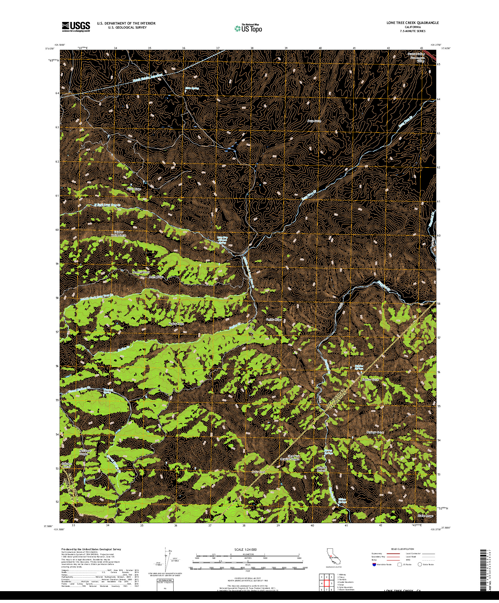 USGS US TOPO 7.5-MINUTE MAP FOR LONE TREE CREEK, CA 2018