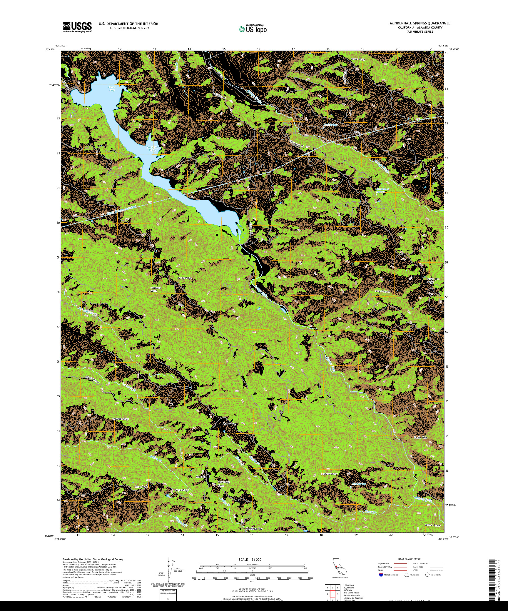 USGS US TOPO 7.5-MINUTE MAP FOR MENDENHALL SPRINGS, CA 2018
