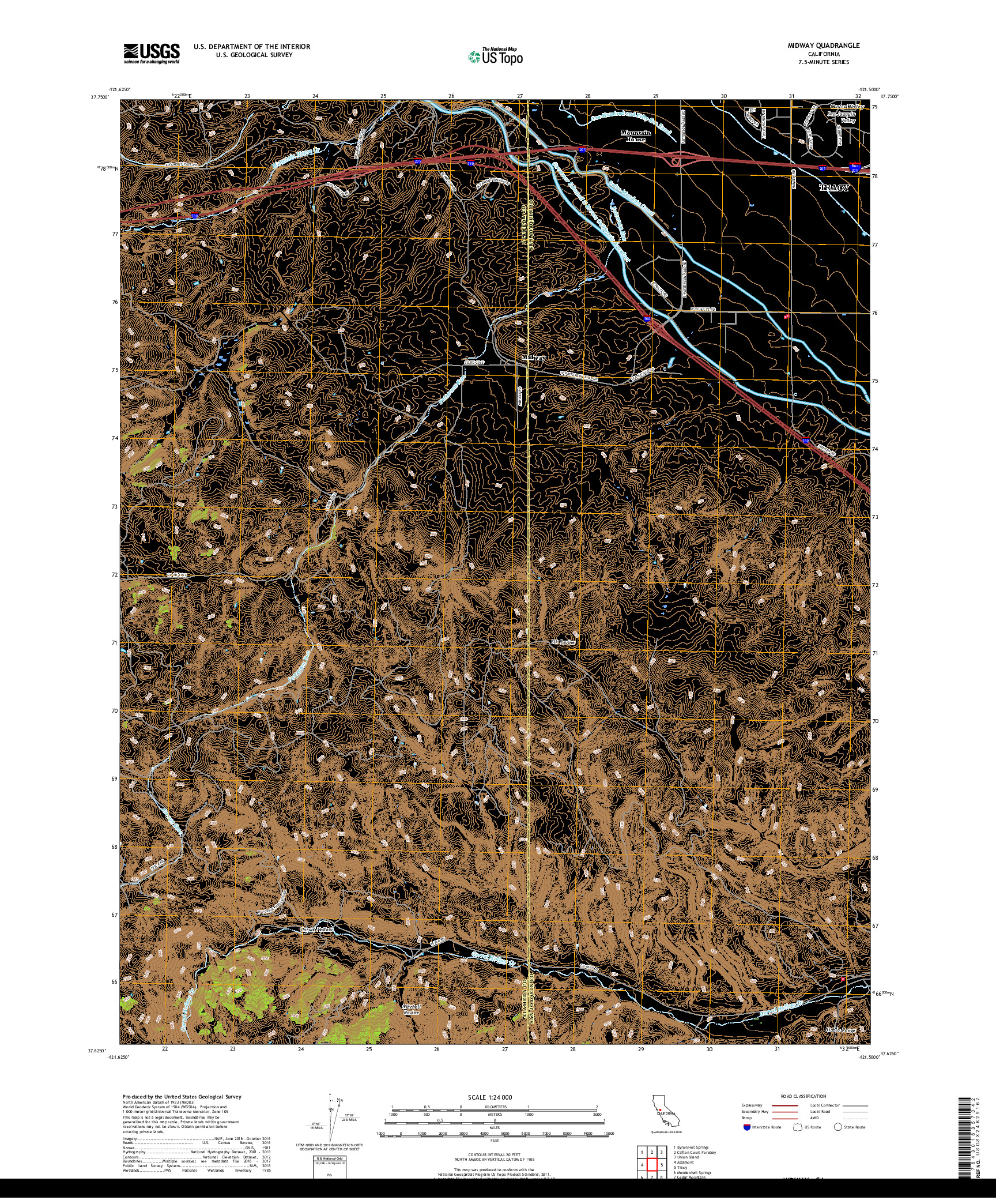 USGS US TOPO 7.5-MINUTE MAP FOR MIDWAY, CA 2018