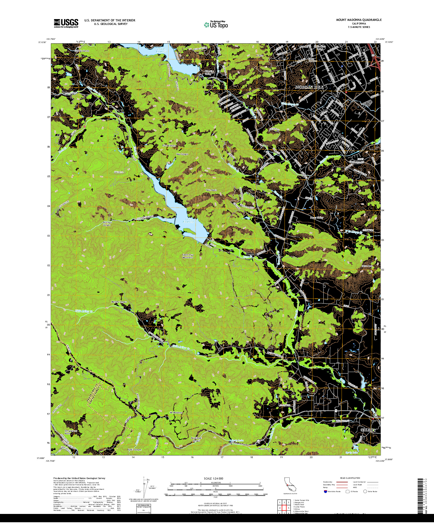 USGS US TOPO 7.5-MINUTE MAP FOR MOUNT MADONNA, CA 2018