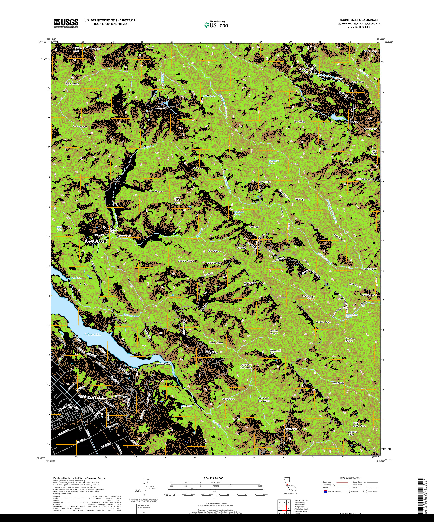 USGS US TOPO 7.5-MINUTE MAP FOR MOUNT SIZER, CA 2018