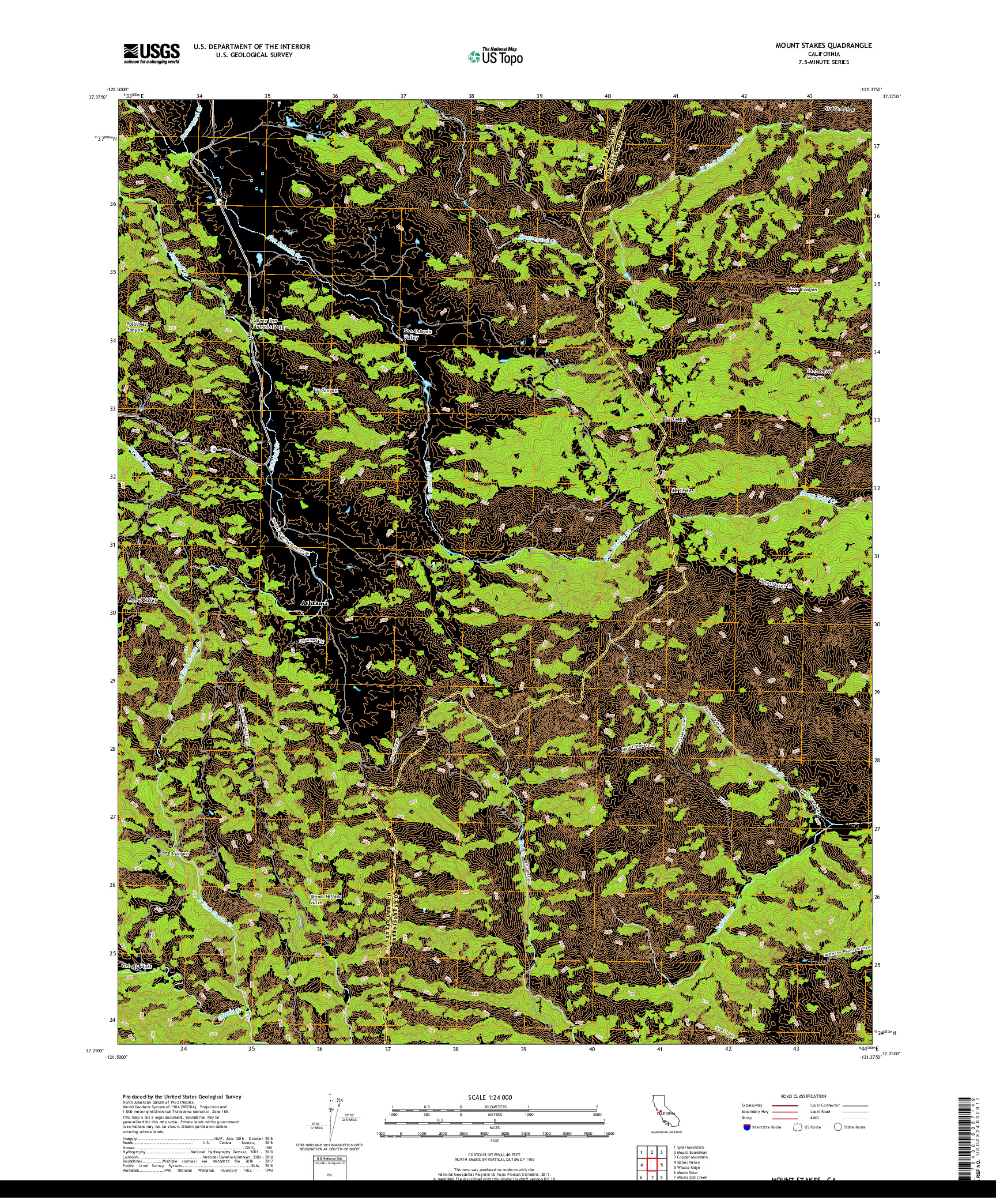 USGS US TOPO 7.5-MINUTE MAP FOR MOUNT STAKES, CA 2018