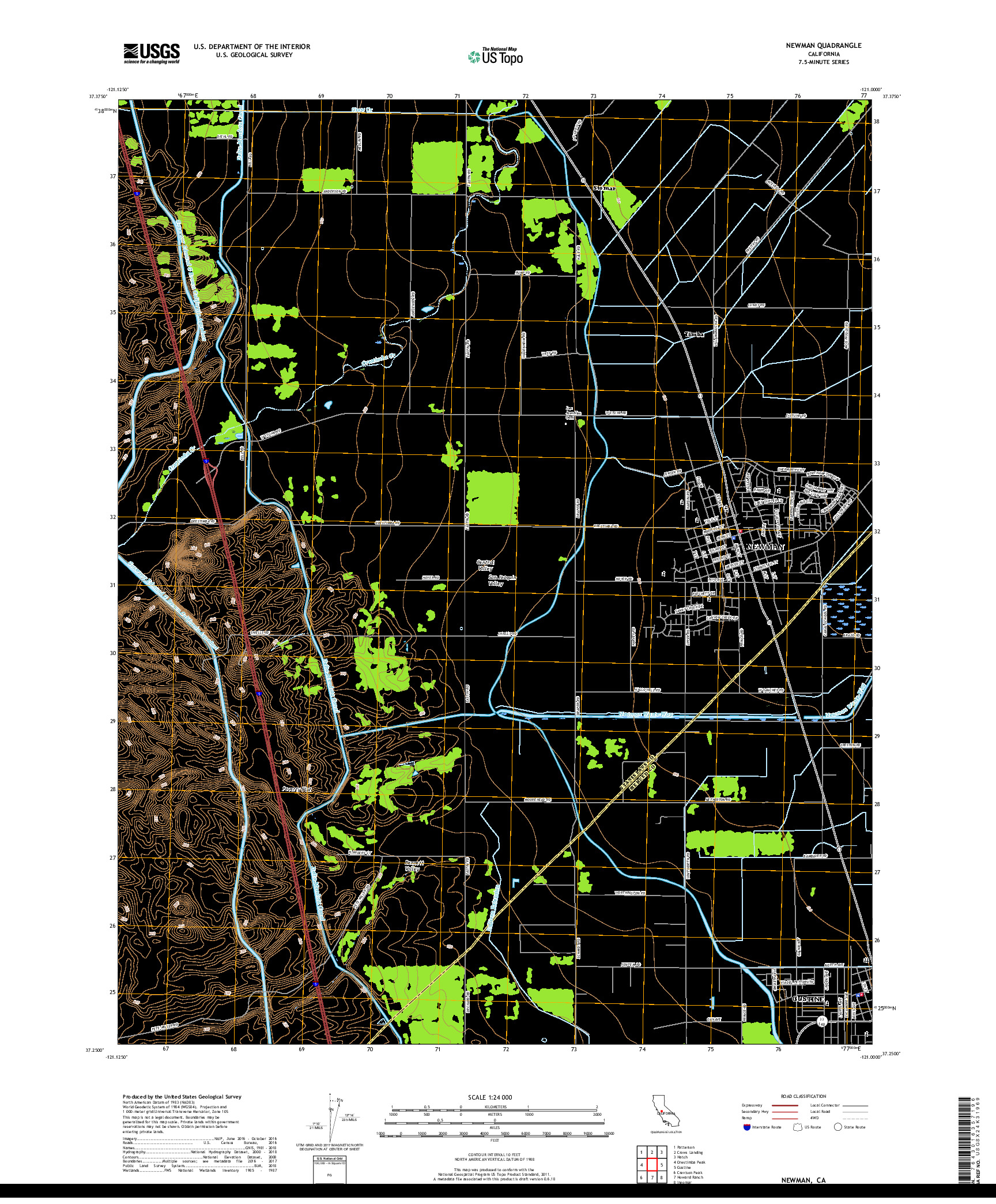 USGS US TOPO 7.5-MINUTE MAP FOR NEWMAN, CA 2018