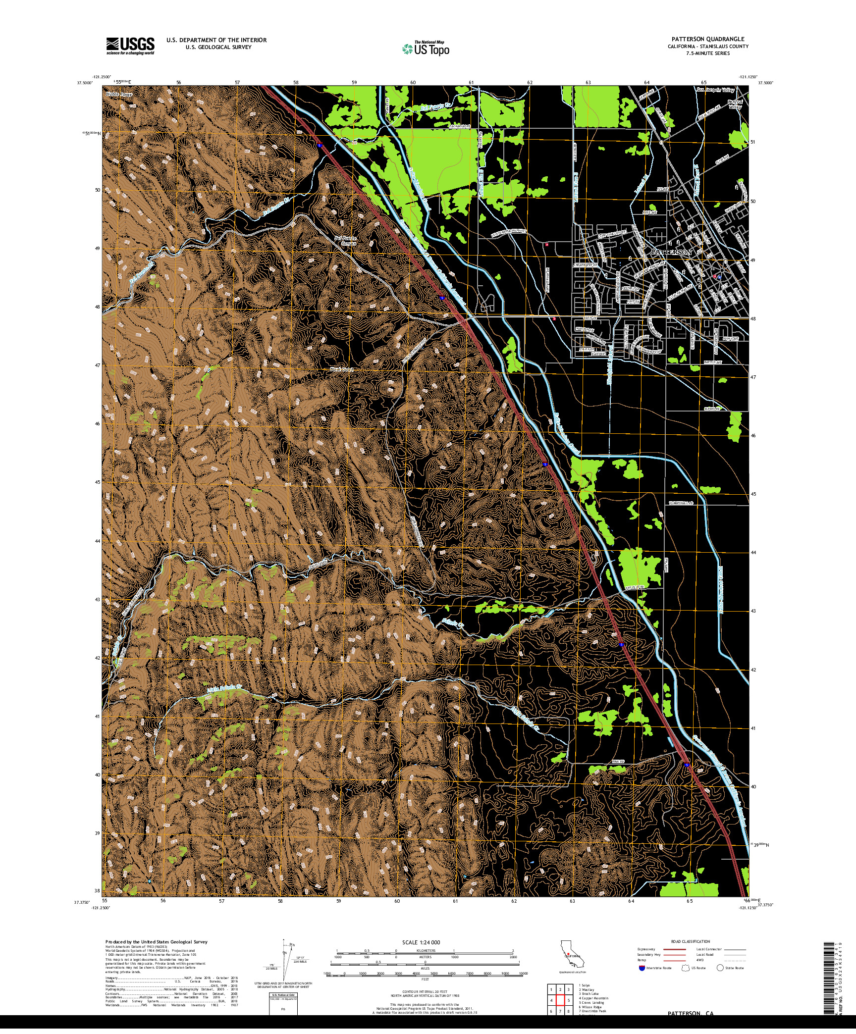 USGS US TOPO 7.5-MINUTE MAP FOR PATTERSON, CA 2018