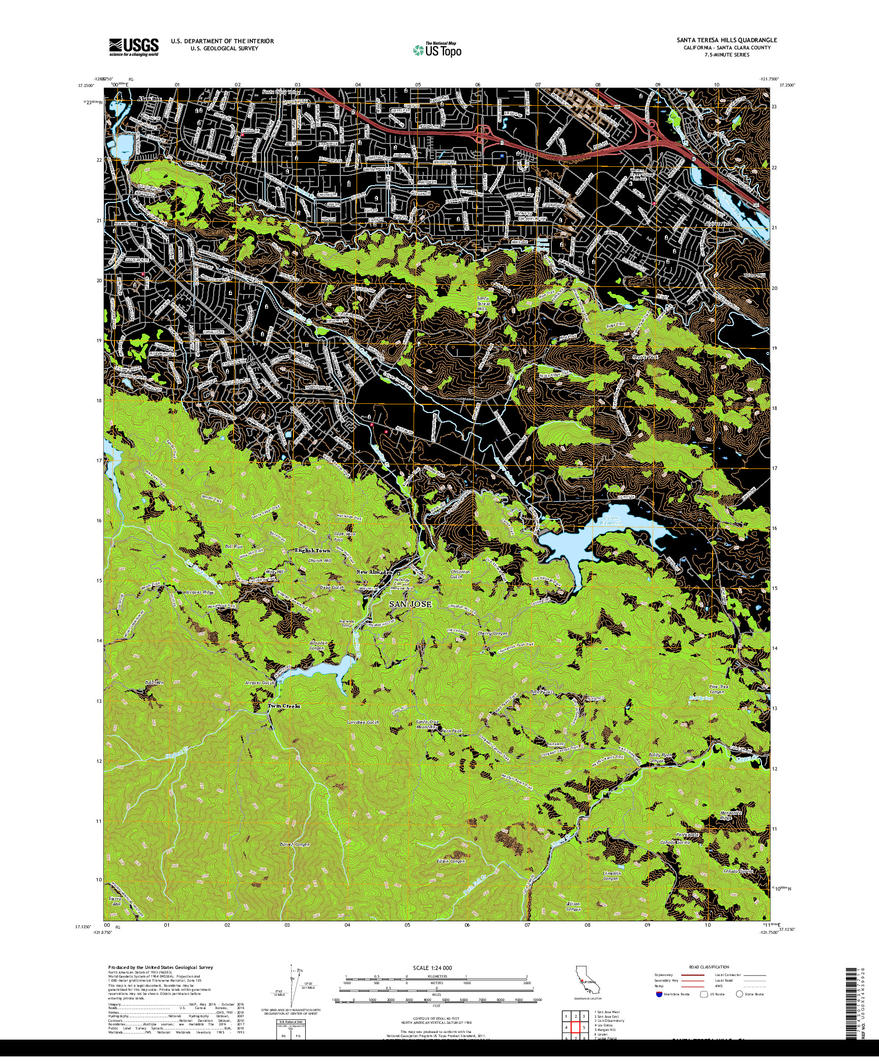 USGS US TOPO 7.5-MINUTE MAP FOR SANTA TERESA HILLS, CA 2018