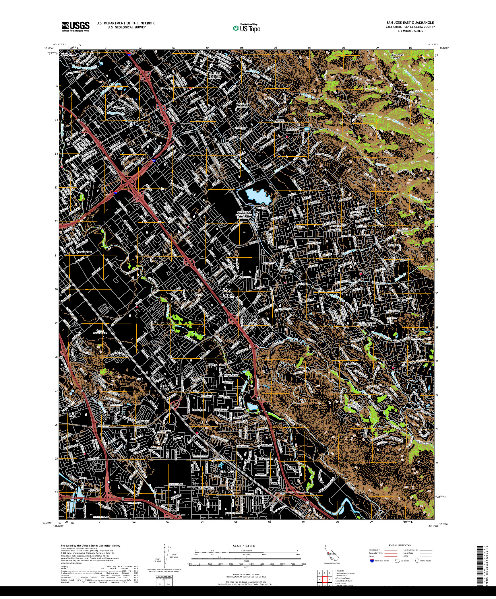 USGS US TOPO 7.5-MINUTE MAP FOR SAN JOSE EAST, CA 2018