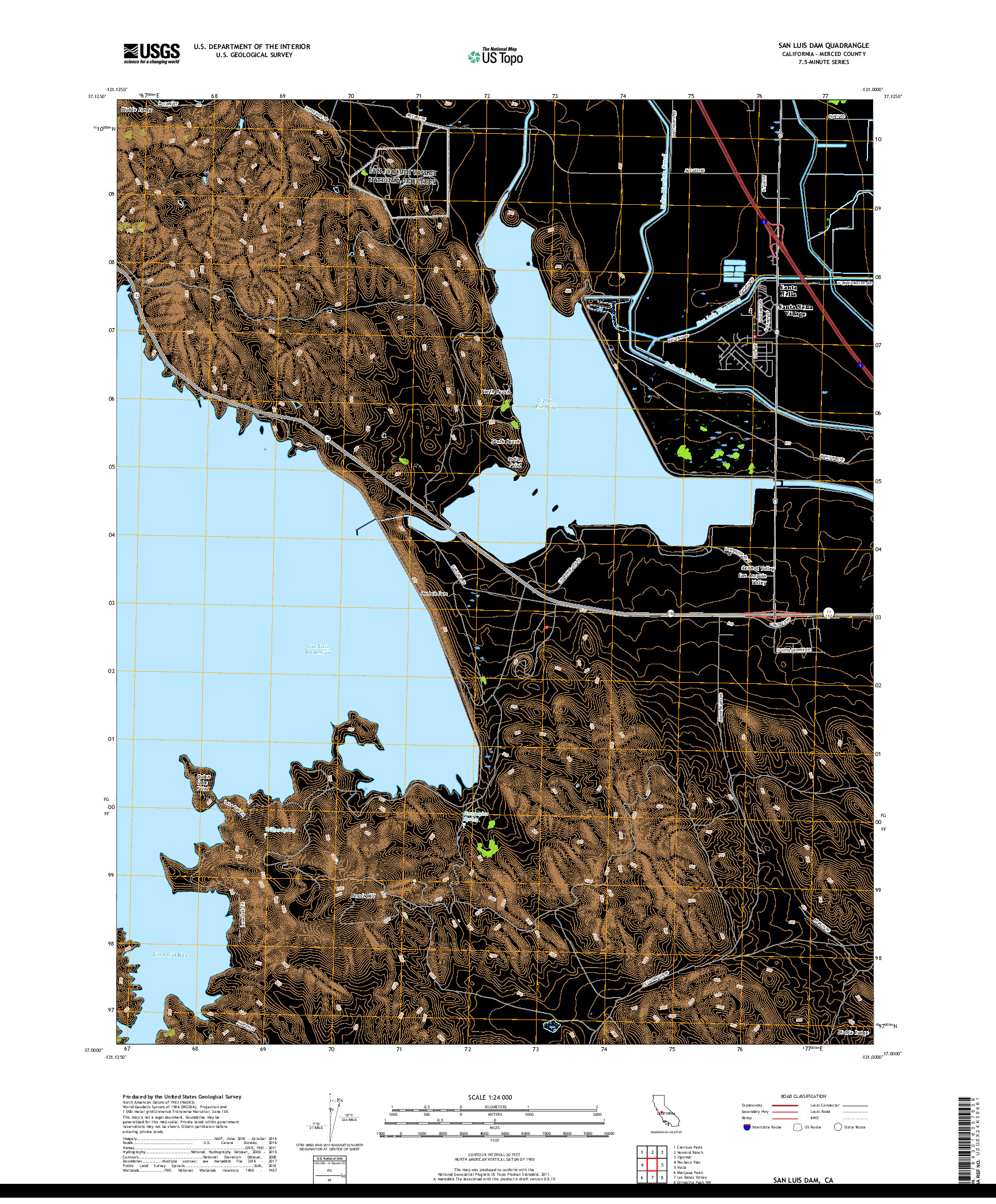 USGS US TOPO 7.5-MINUTE MAP FOR SAN LUIS DAM, CA 2018
