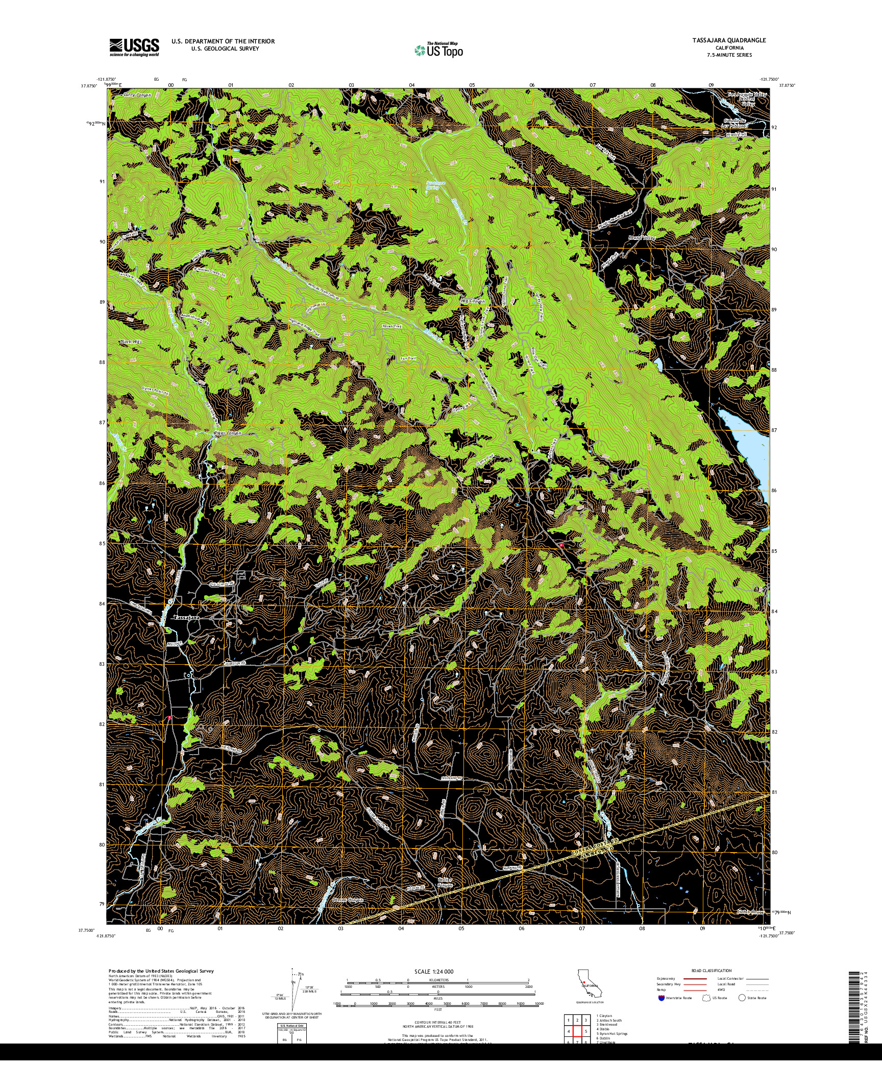 USGS US TOPO 7.5-MINUTE MAP FOR TASSAJARA, CA 2018