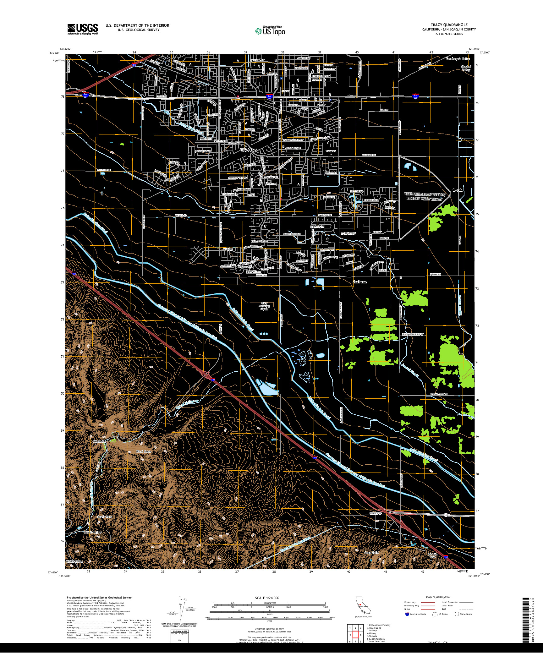 USGS US TOPO 7.5-MINUTE MAP FOR TRACY, CA 2018