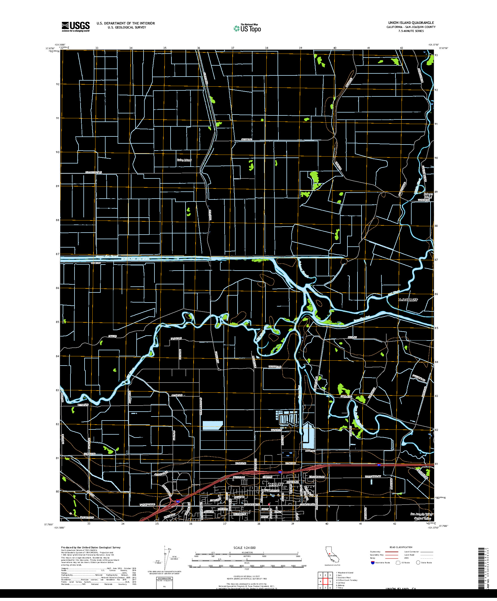 USGS US TOPO 7.5-MINUTE MAP FOR UNION ISLAND, CA 2018