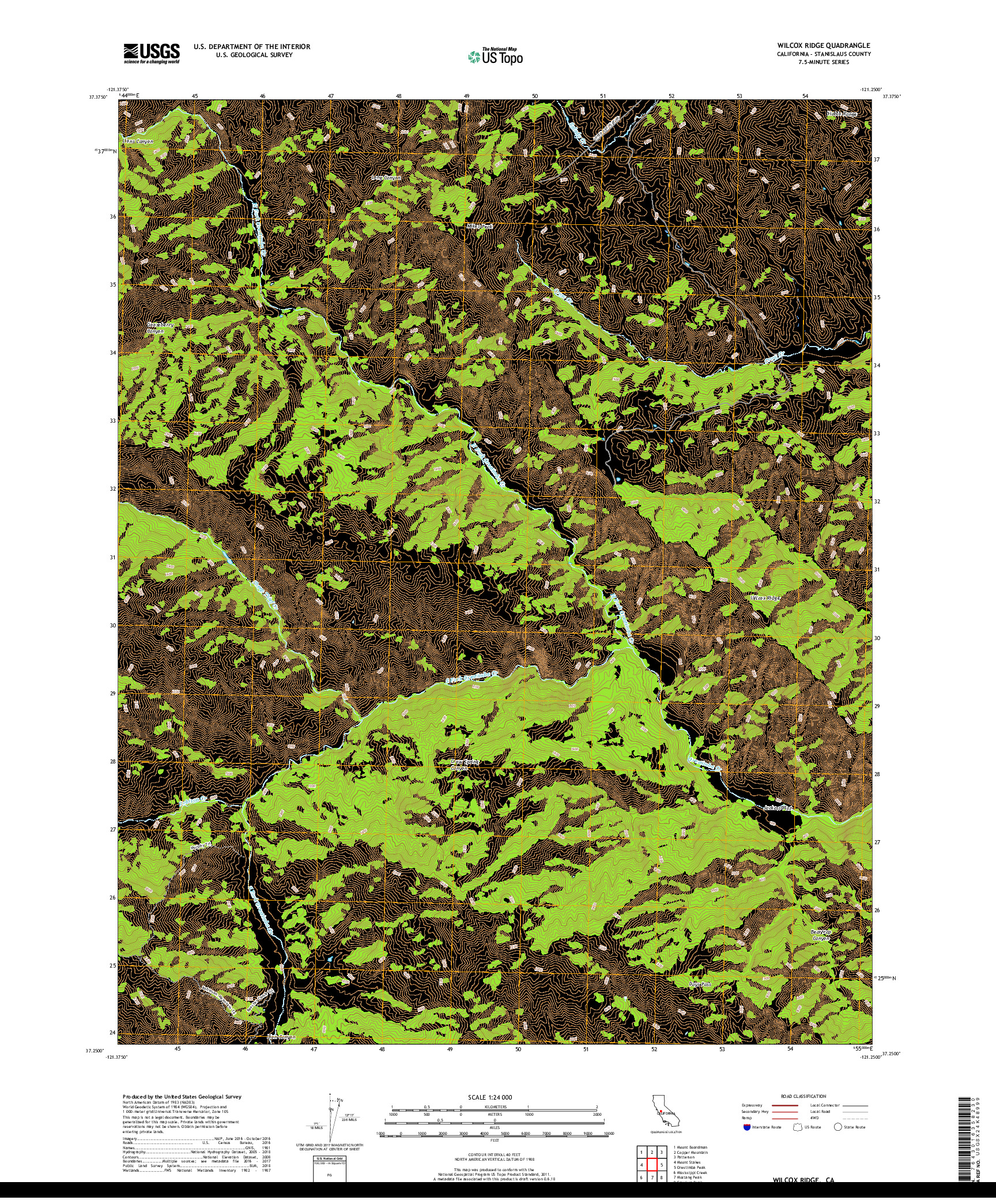 USGS US TOPO 7.5-MINUTE MAP FOR WILCOX RIDGE, CA 2018