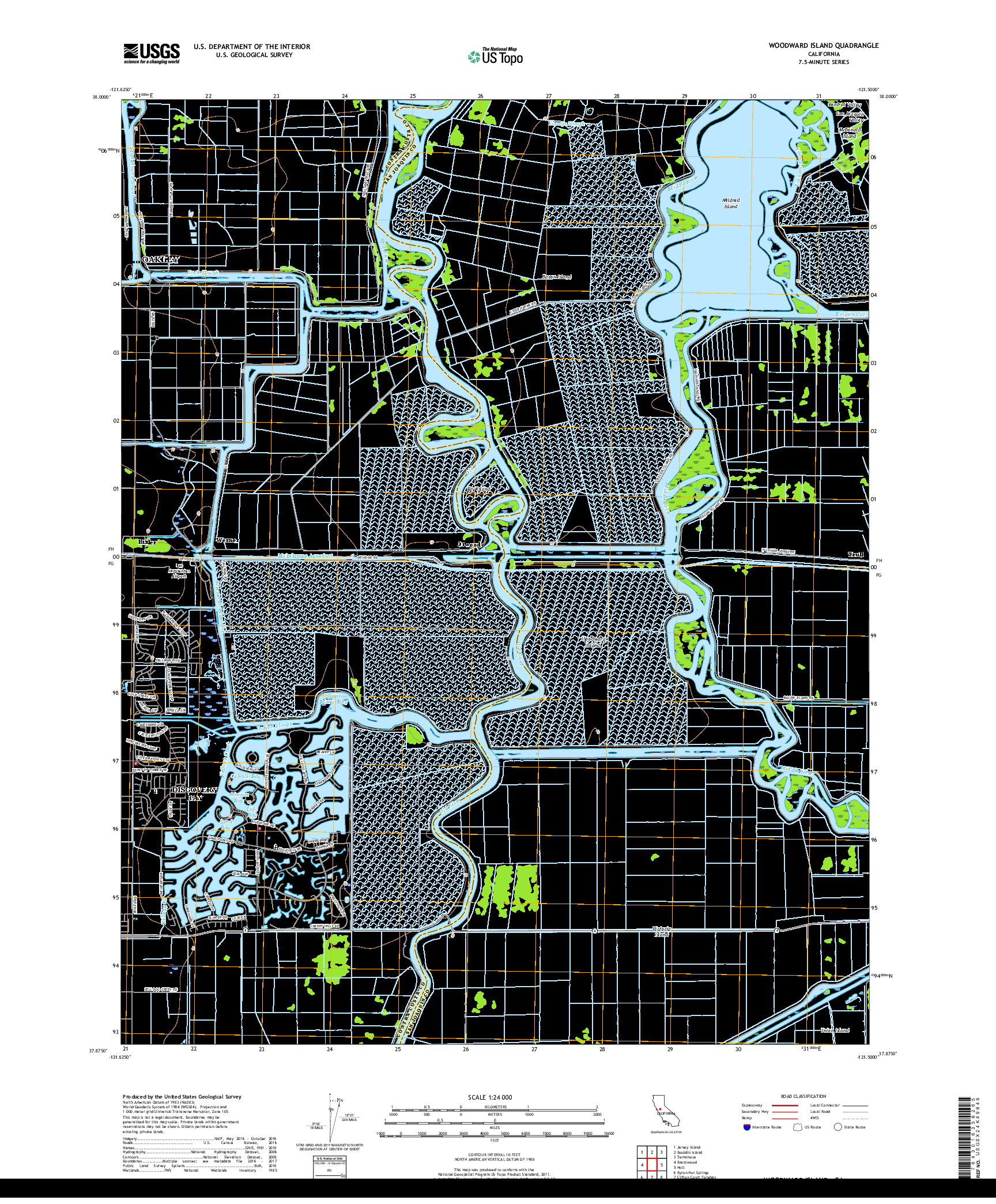 USGS US TOPO 7.5-MINUTE MAP FOR WOODWARD ISLAND, CA 2018