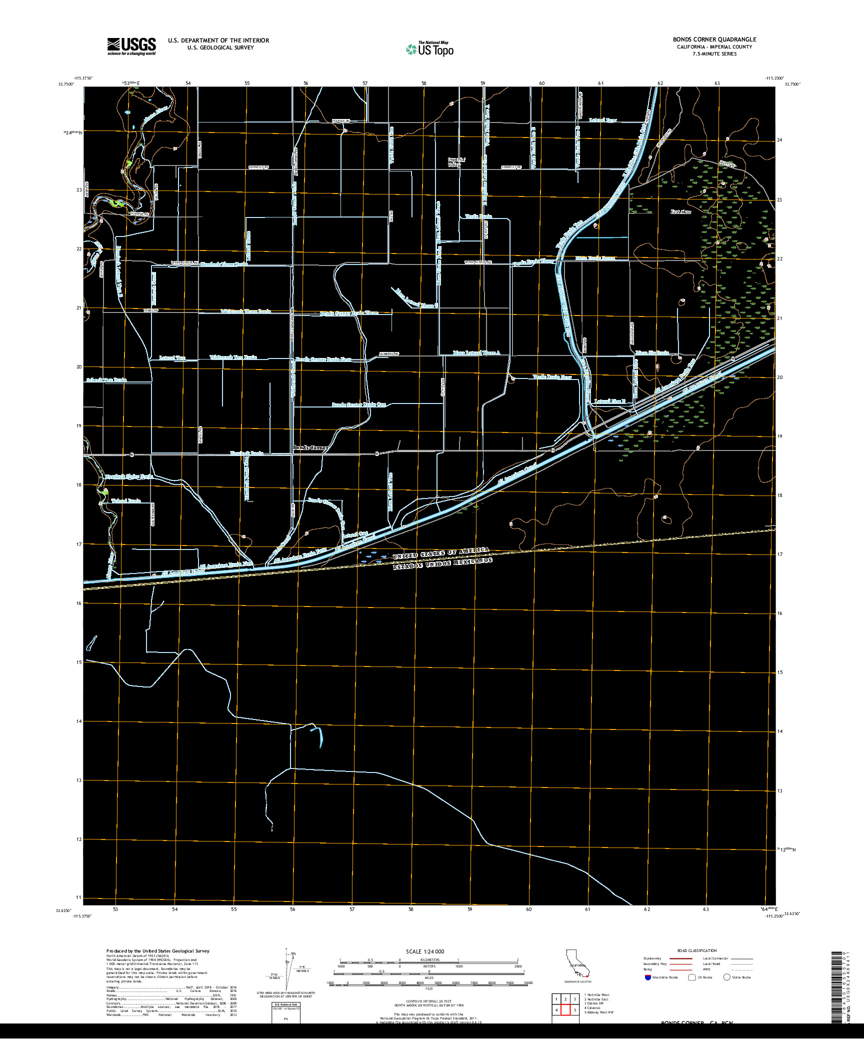 USGS US TOPO 7.5-MINUTE MAP FOR BONDS CORNER, CA,BCN 2018