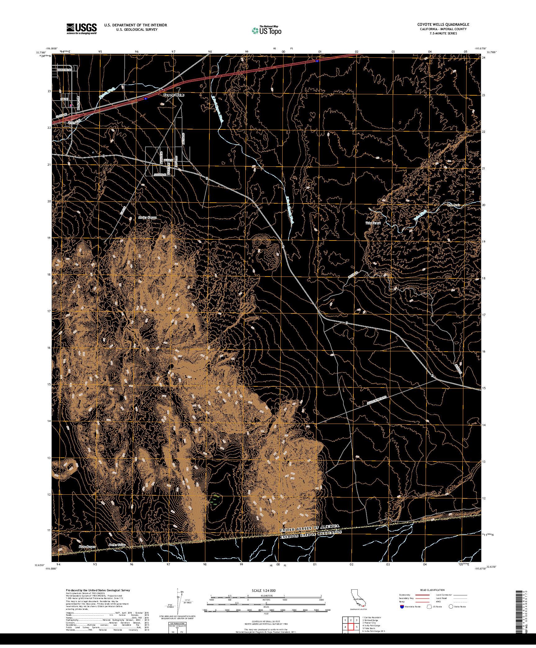 USGS US TOPO 7.5-MINUTE MAP FOR COYOTE WELLS, CA,BCN 2018