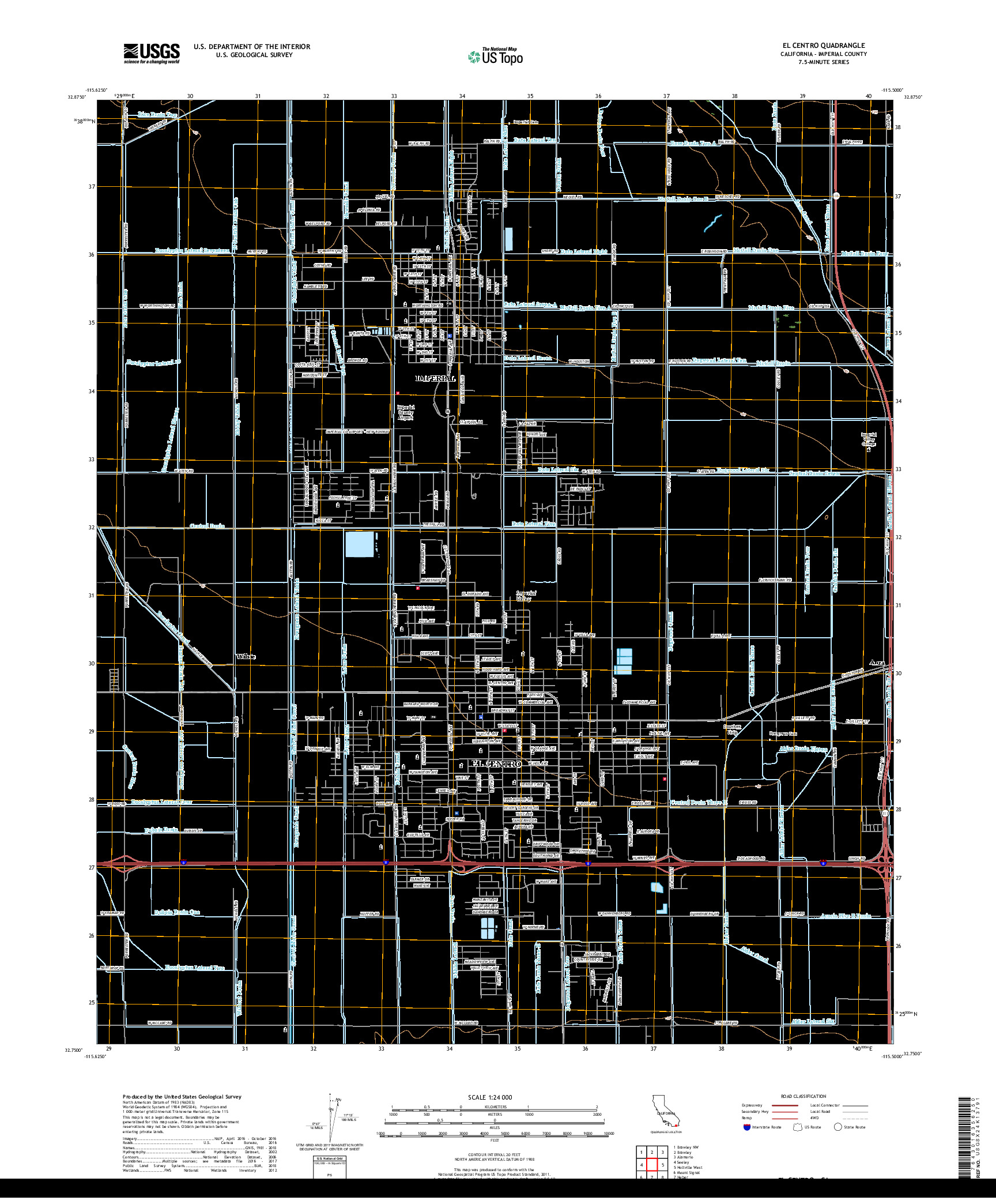 USGS US TOPO 7.5-MINUTE MAP FOR EL CENTRO, CA 2018