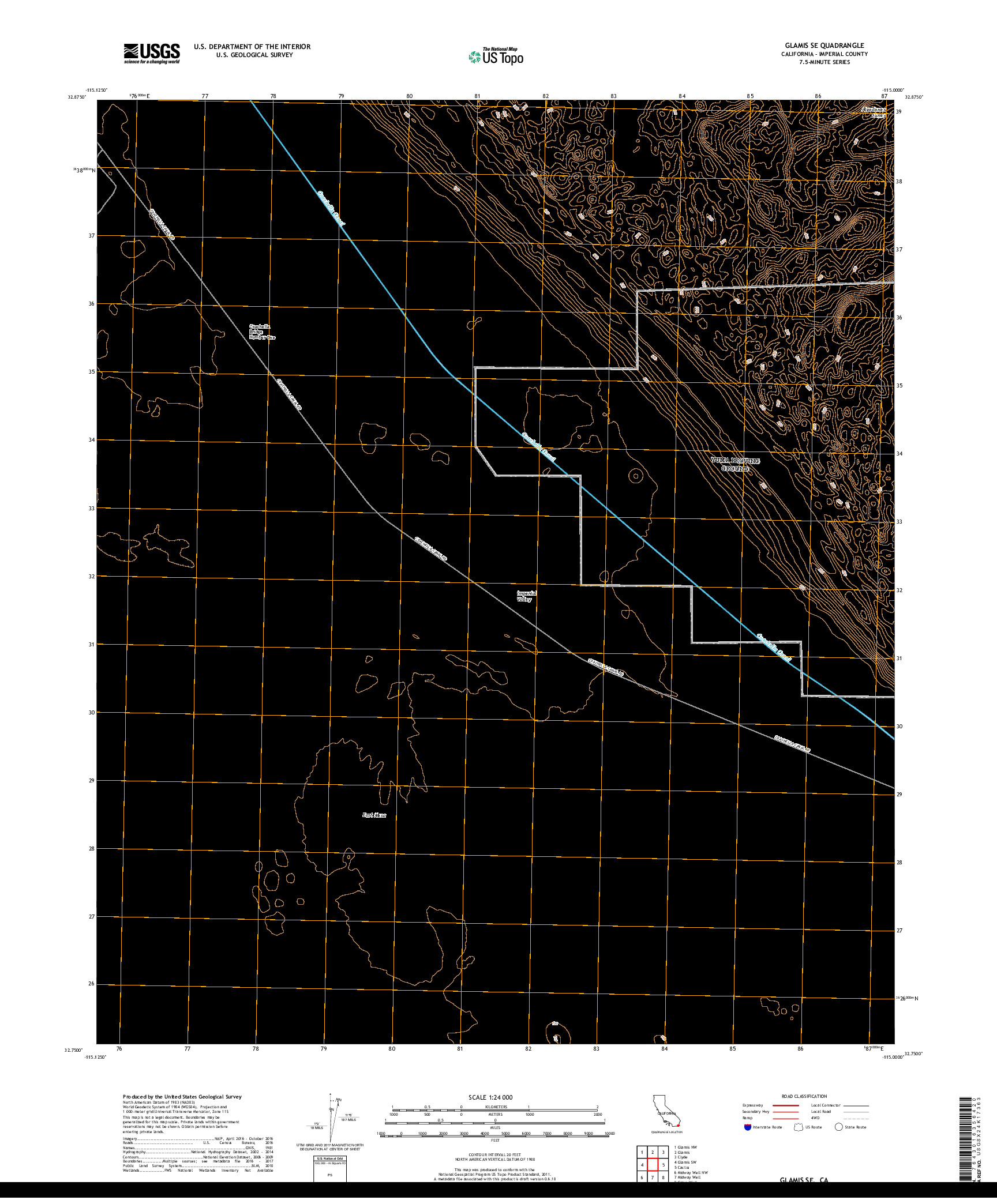 USGS US TOPO 7.5-MINUTE MAP FOR GLAMIS SE, CA 2018