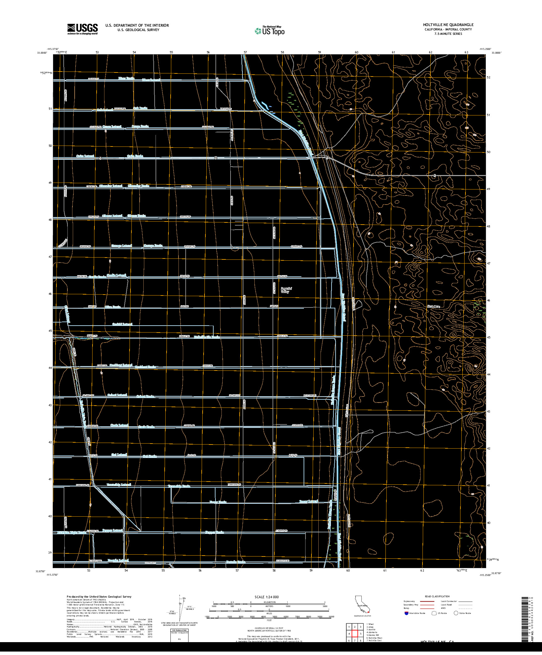 USGS US TOPO 7.5-MINUTE MAP FOR HOLTVILLE NE, CA 2018