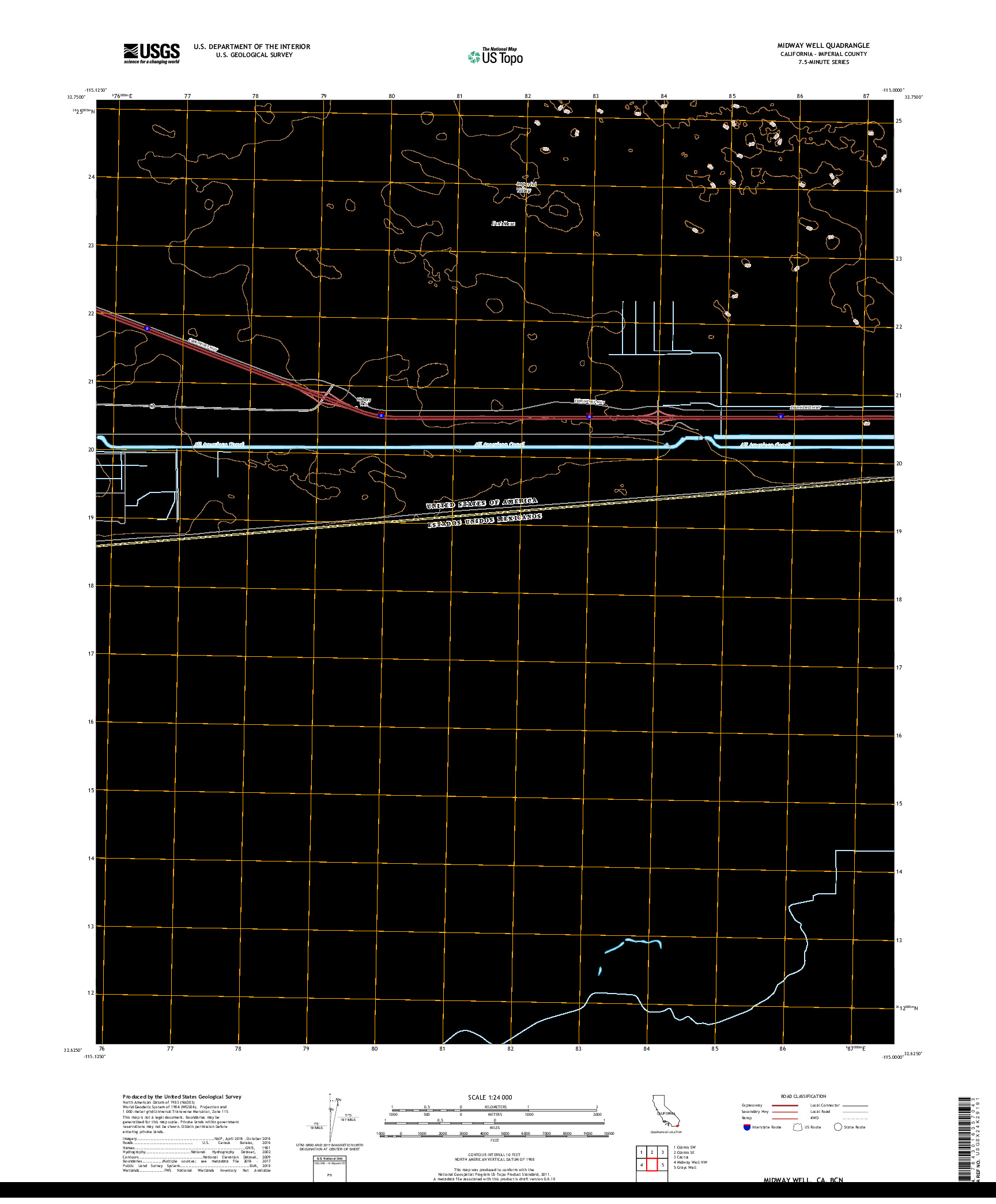 USGS US TOPO 7.5-MINUTE MAP FOR MIDWAY WELL, CA,BCN 2018