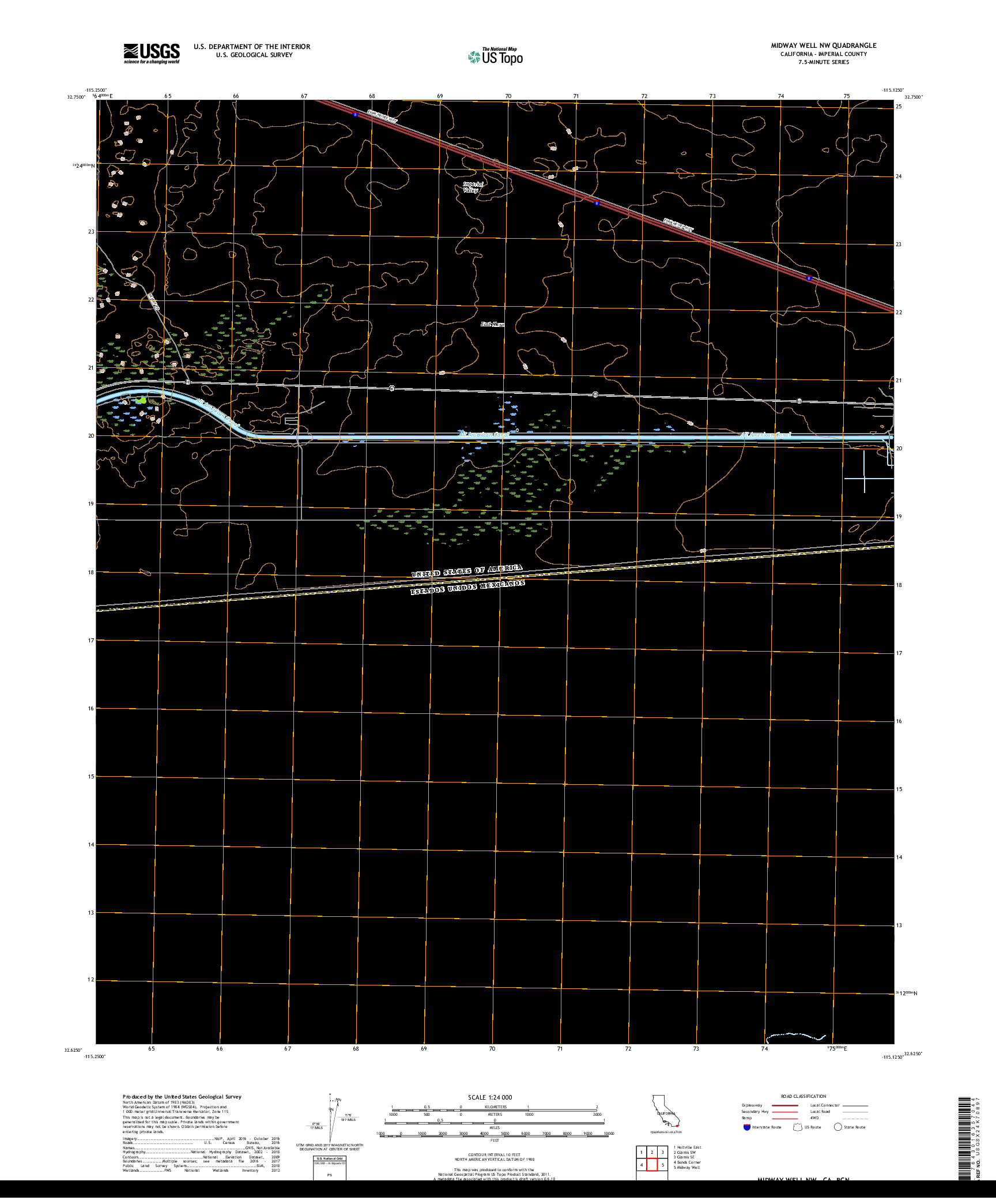 USGS US TOPO 7.5-MINUTE MAP FOR MIDWAY WELL NW, CA,BCN 2018