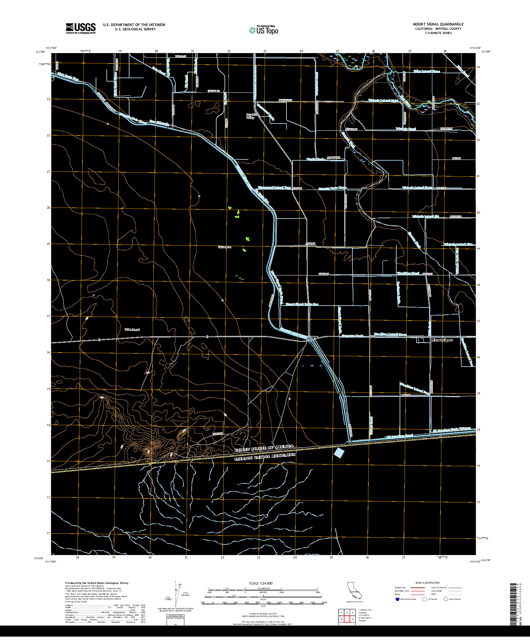 USGS US TOPO 7.5-MINUTE MAP FOR MOUNT SIGNAL, CA,BCN 2018