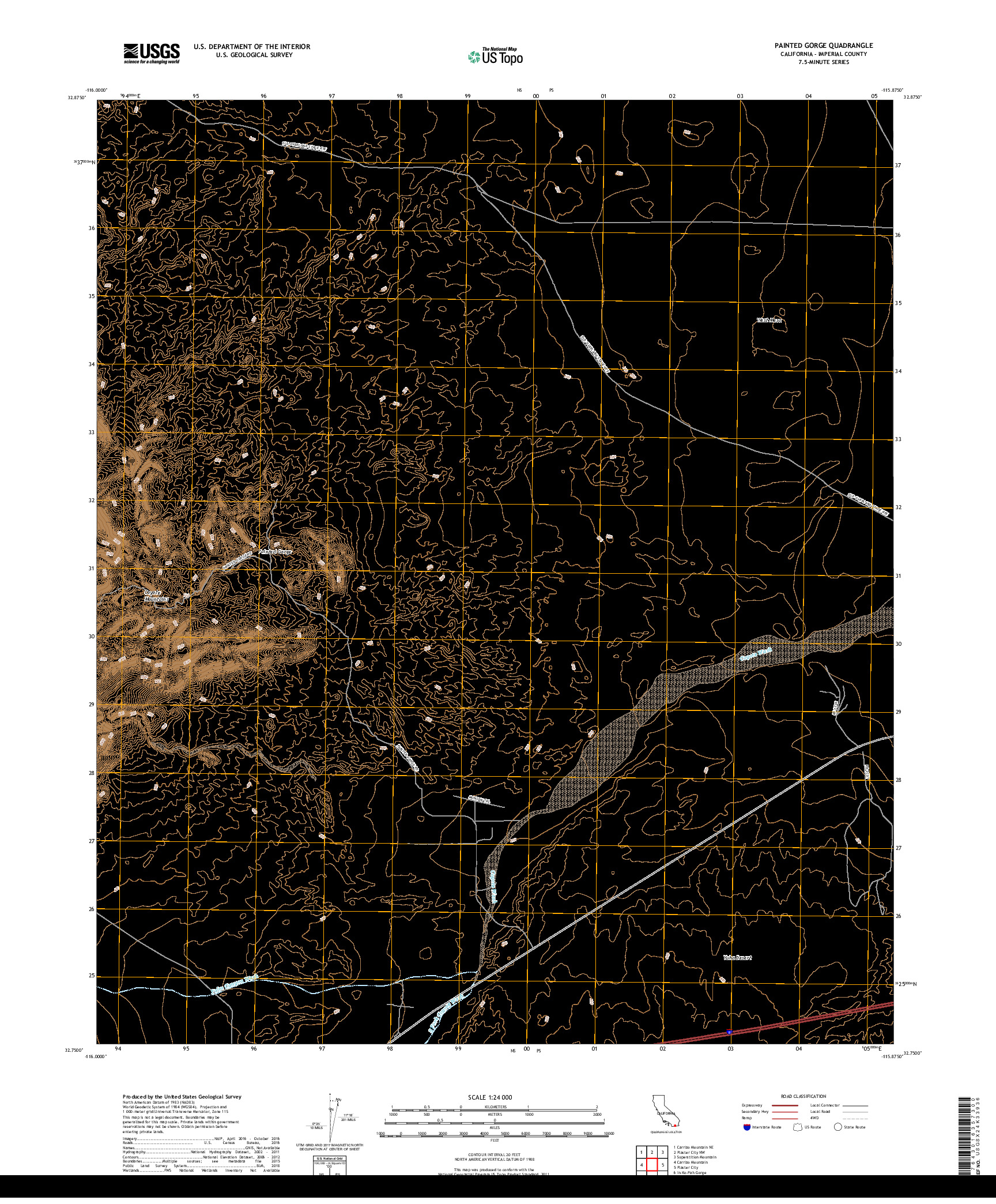 USGS US TOPO 7.5-MINUTE MAP FOR PAINTED GORGE, CA 2018