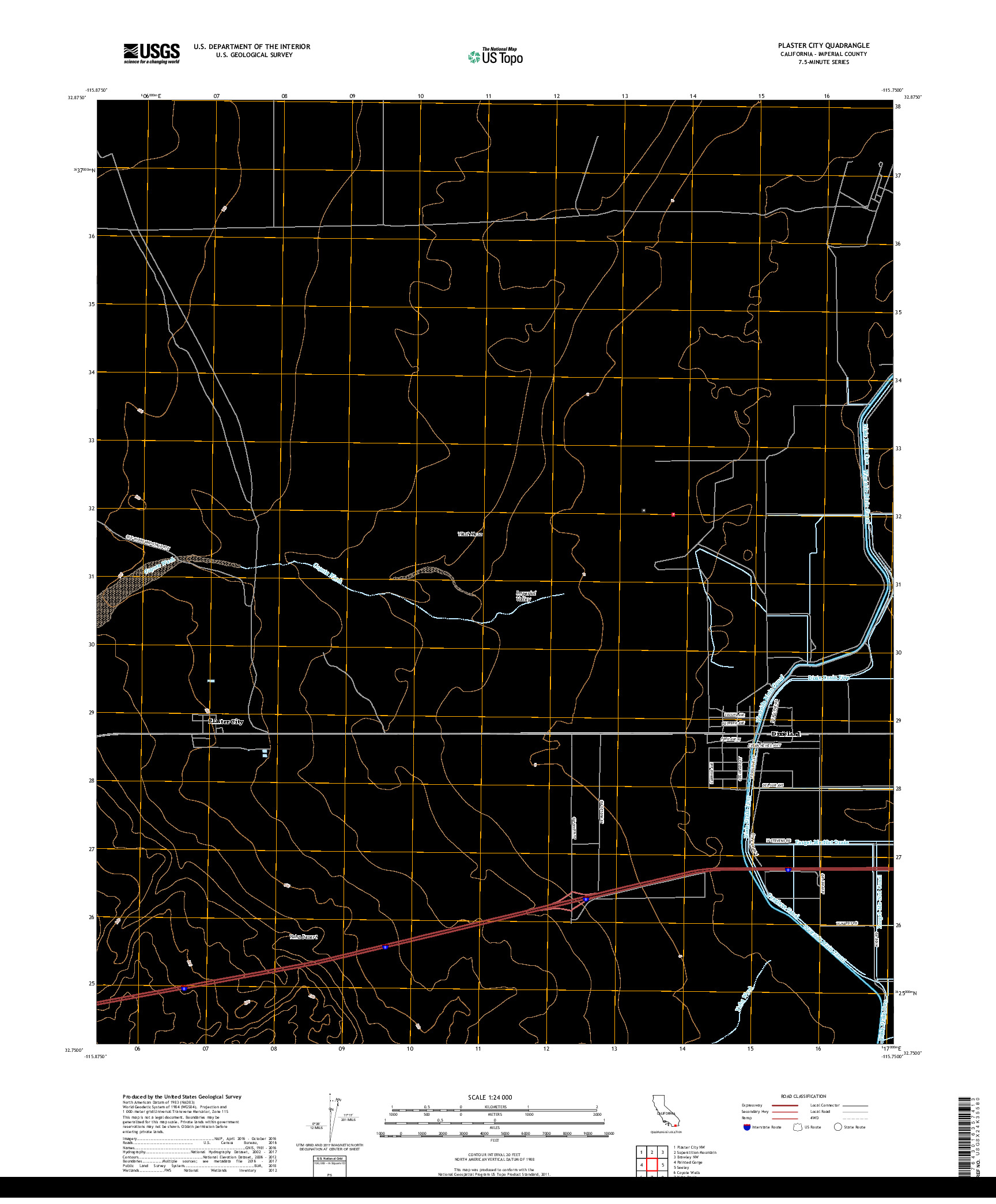 USGS US TOPO 7.5-MINUTE MAP FOR PLASTER CITY, CA 2018