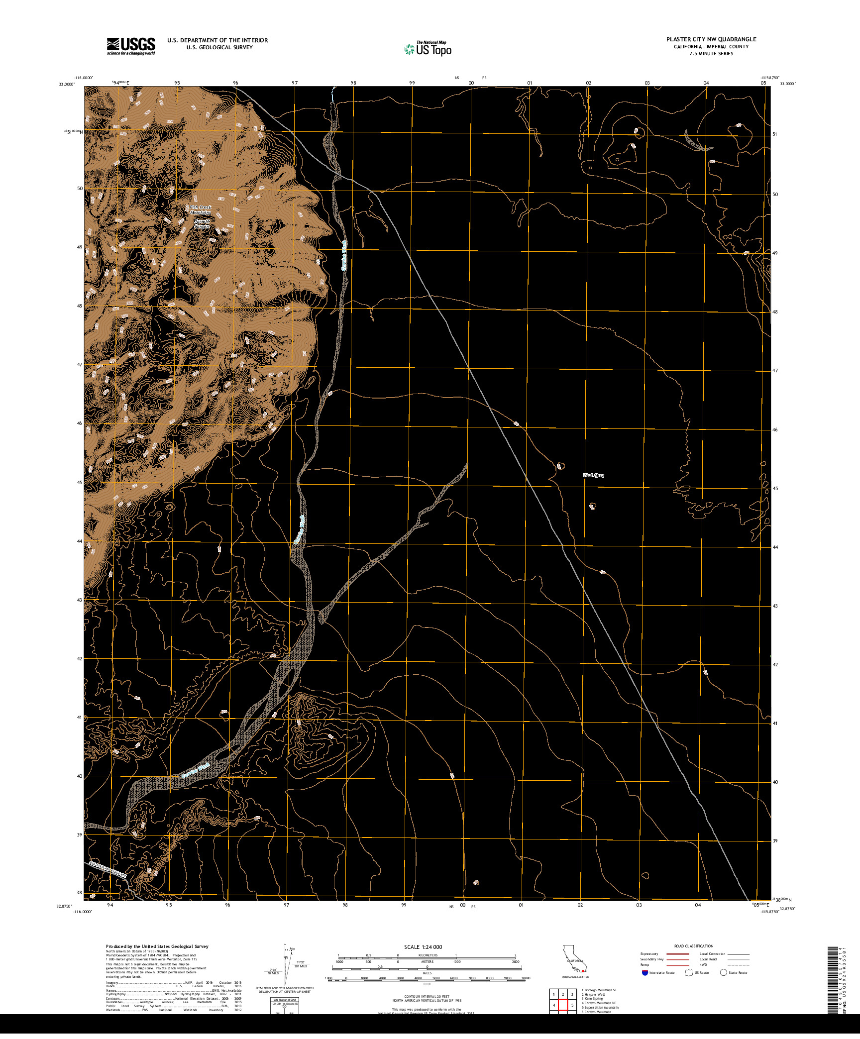 USGS US TOPO 7.5-MINUTE MAP FOR PLASTER CITY NW, CA 2018