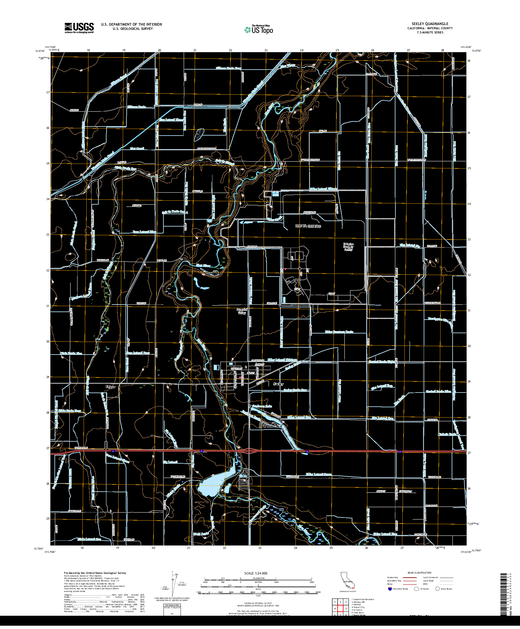 USGS US TOPO 7.5-MINUTE MAP FOR SEELEY, CA 2018