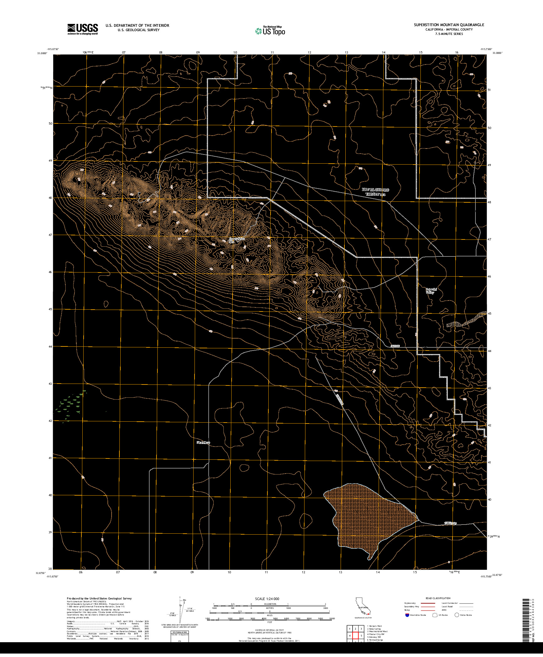 USGS US TOPO 7.5-MINUTE MAP FOR SUPERSTITION MOUNTAIN, CA 2018