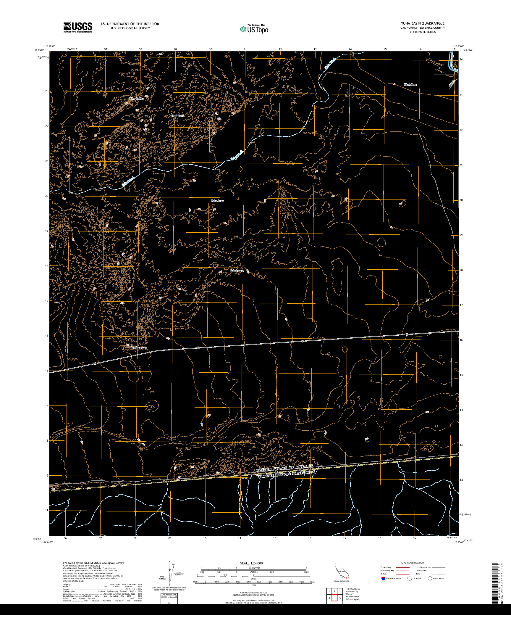 USGS US TOPO 7.5-MINUTE MAP FOR YUHA BASIN, CA,BCN 2018