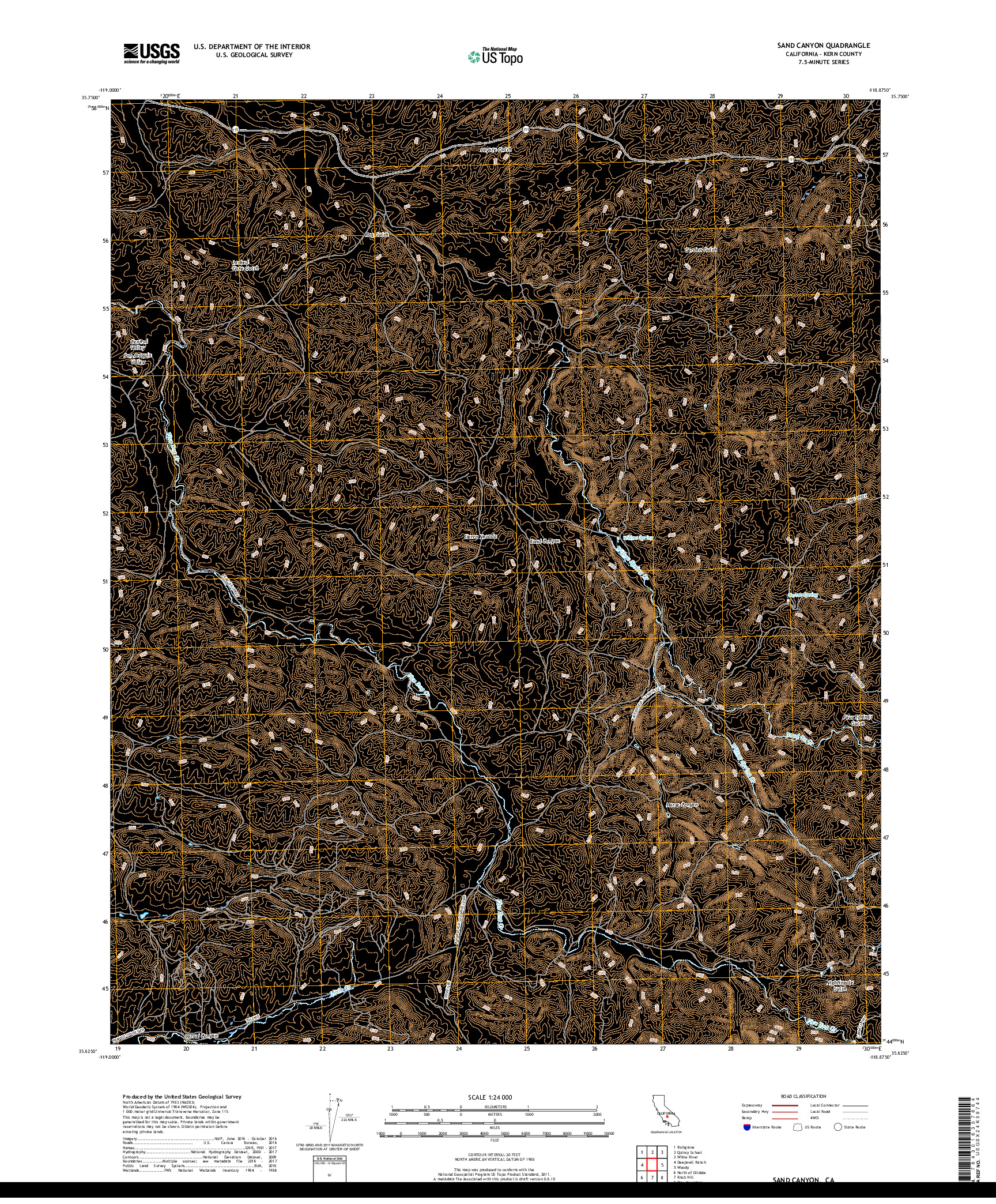 USGS US TOPO 7.5-MINUTE MAP FOR SAND CANYON, CA 2018