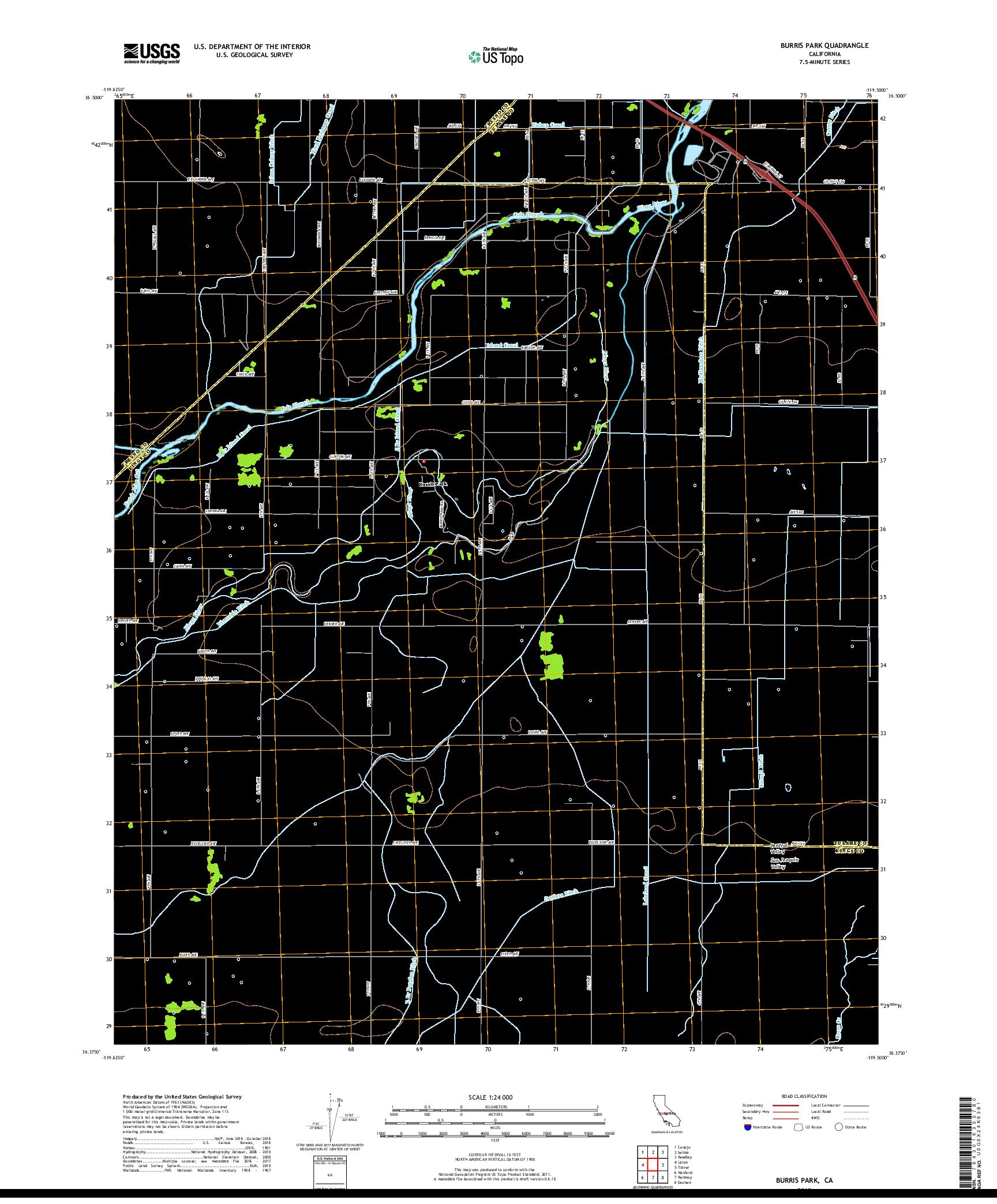 USGS US TOPO 7.5-MINUTE MAP FOR BURRIS PARK, CA 2018