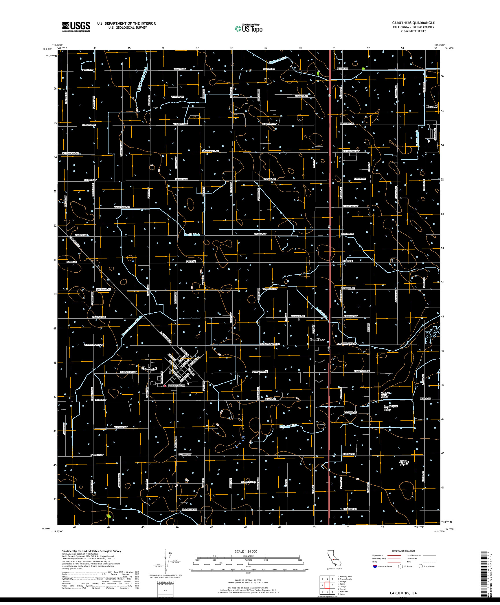 USGS US TOPO 7.5-MINUTE MAP FOR CARUTHERS, CA 2018