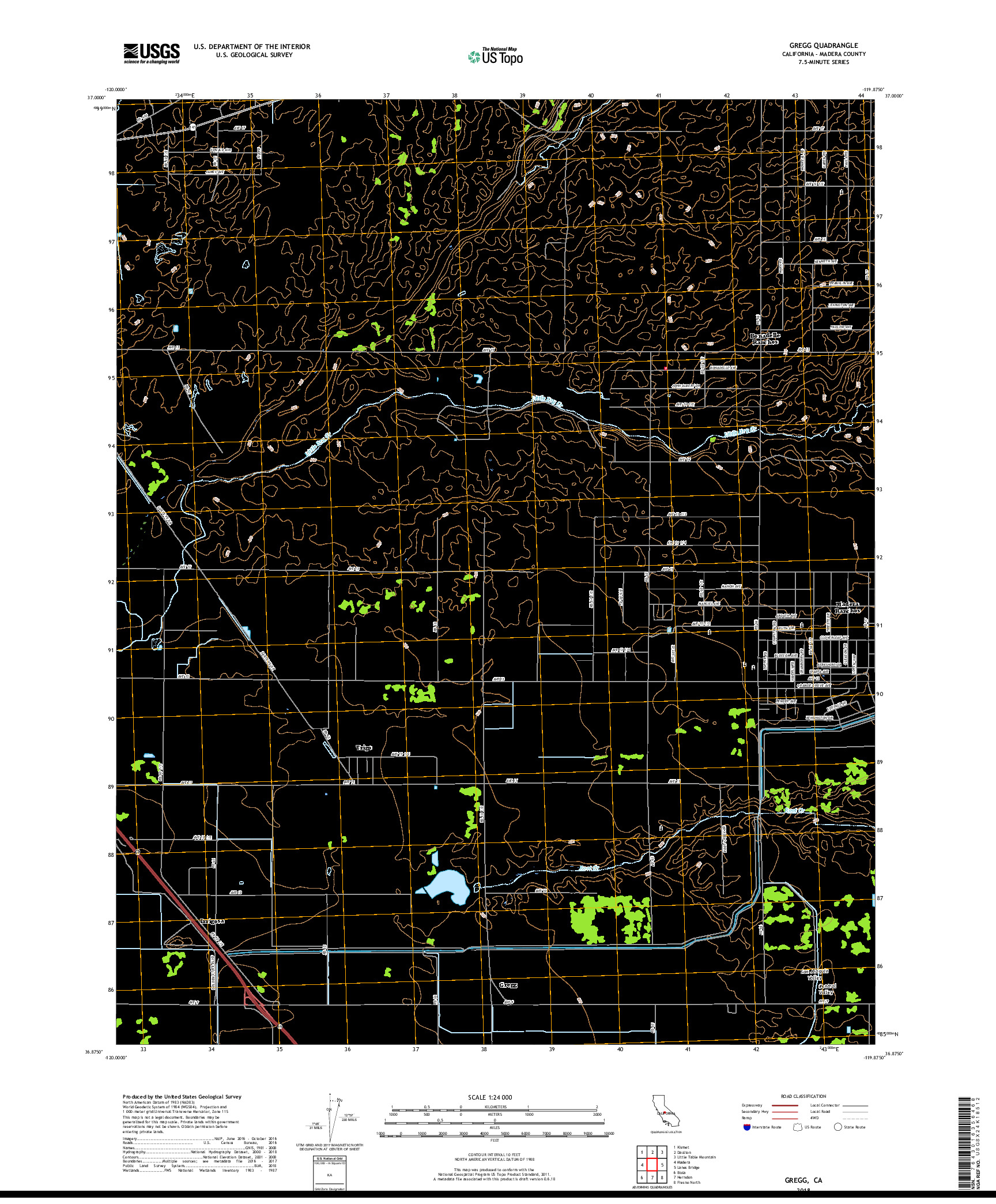 USGS US TOPO 7.5-MINUTE MAP FOR GREGG, CA 2018