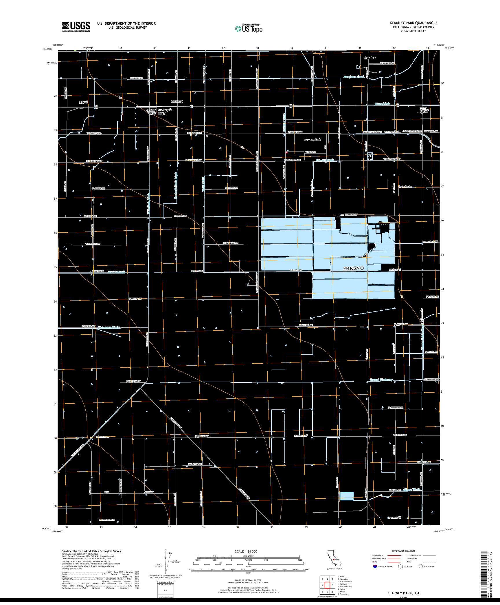 USGS US TOPO 7.5-MINUTE MAP FOR KEARNEY PARK, CA 2018