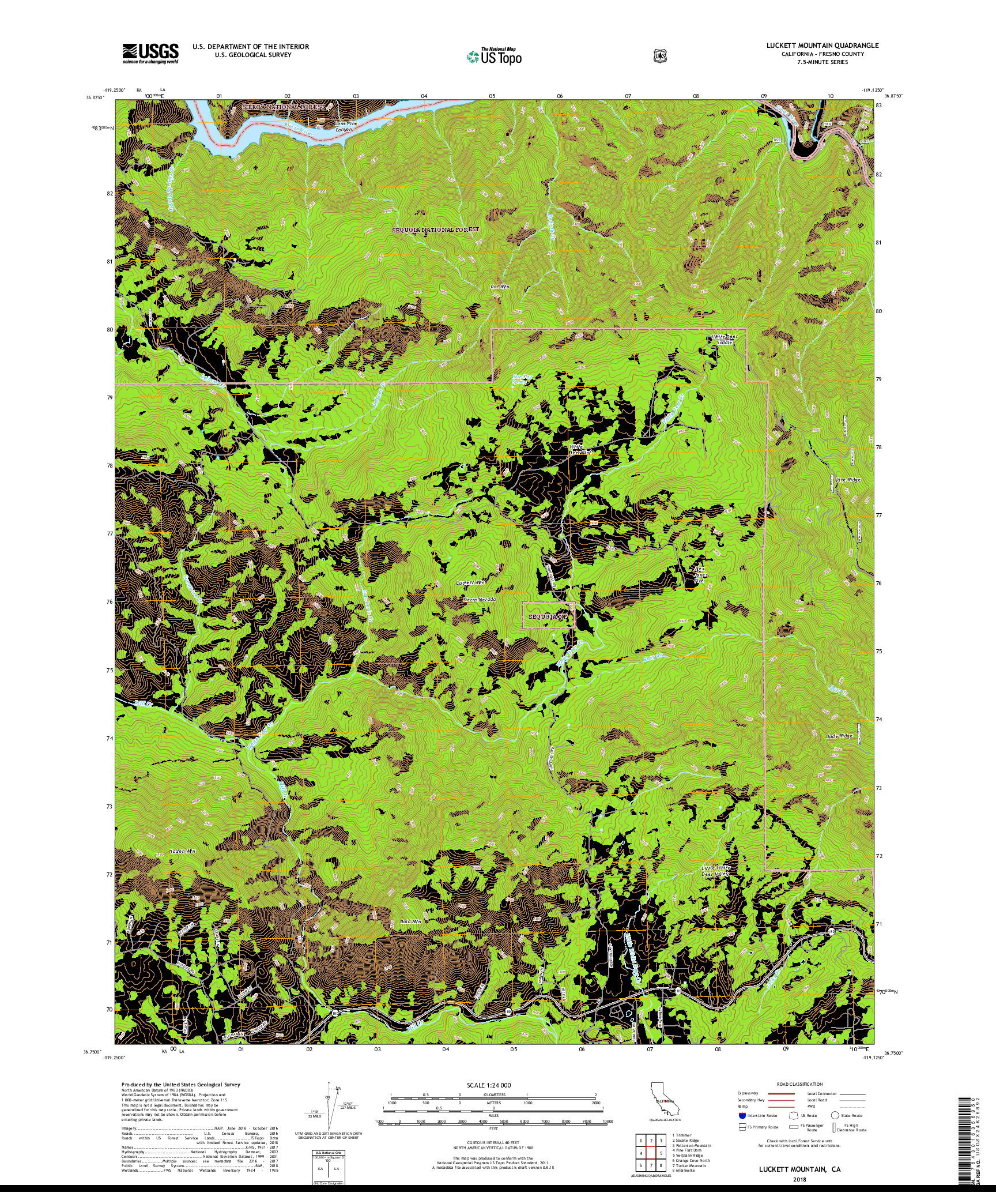 USGS US TOPO 7.5-MINUTE MAP FOR LUCKETT MOUNTAIN, CA 2018