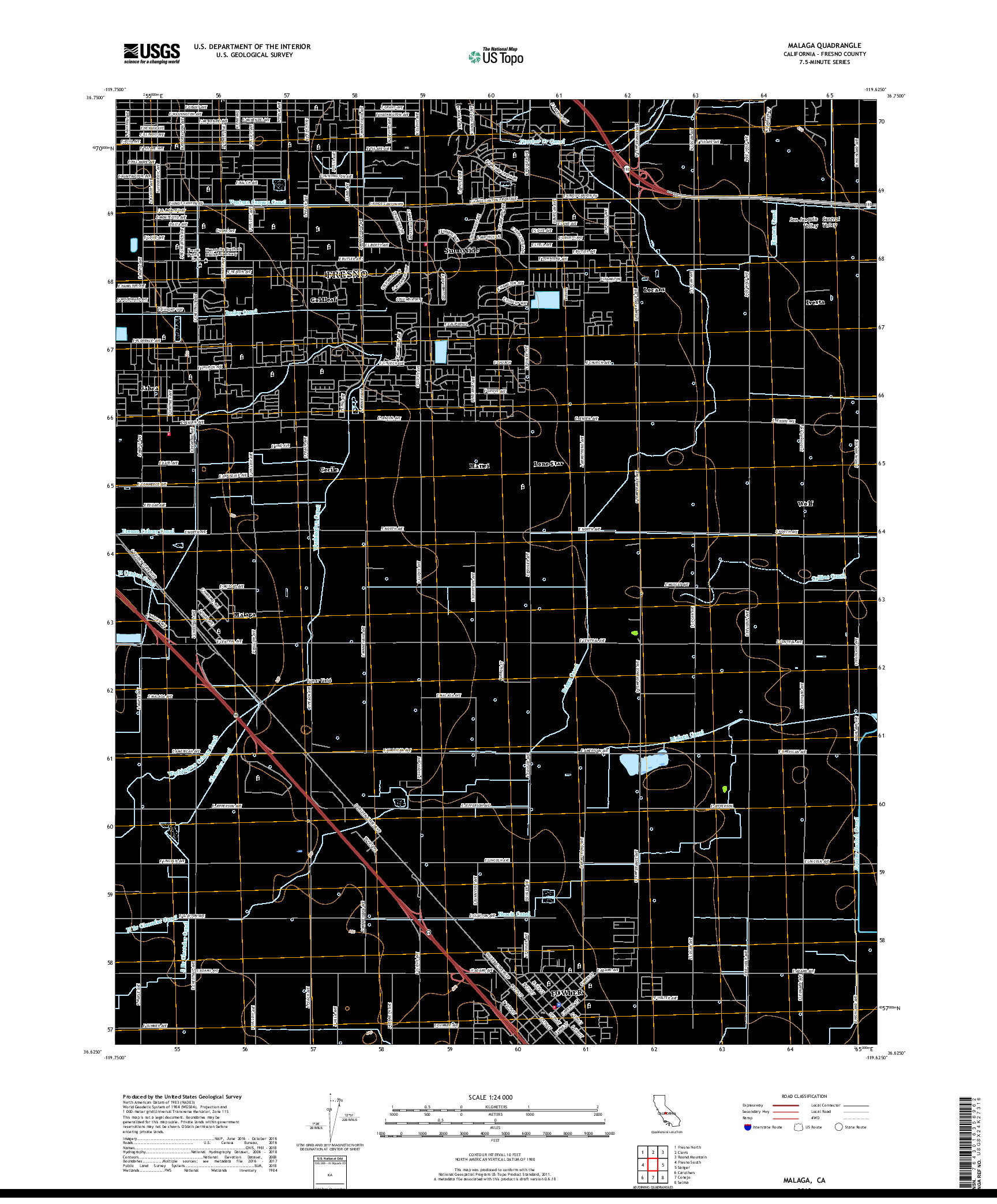 USGS US TOPO 7.5-MINUTE MAP FOR MALAGA, CA 2018