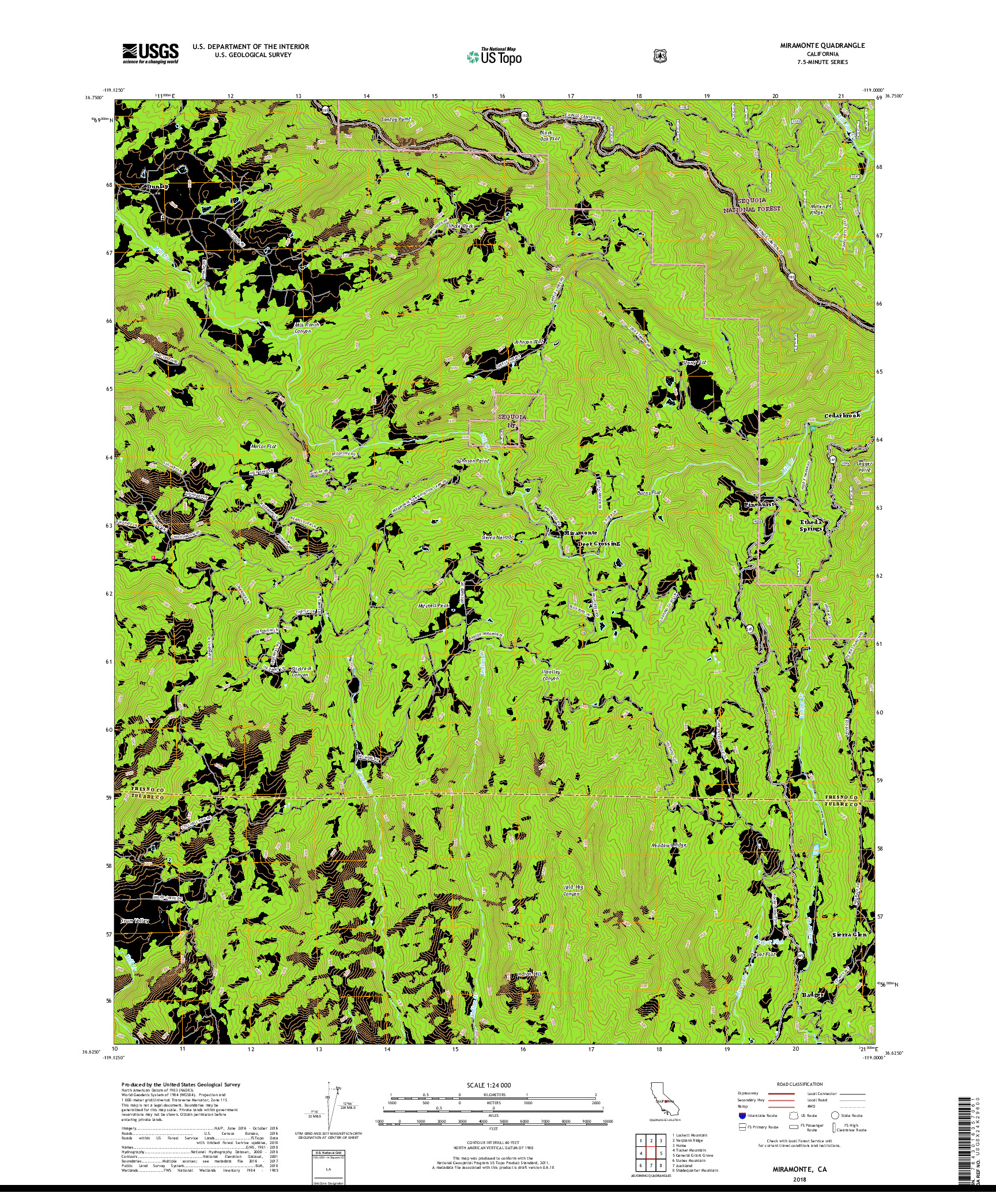 USGS US TOPO 7.5-MINUTE MAP FOR MIRAMONTE, CA 2018