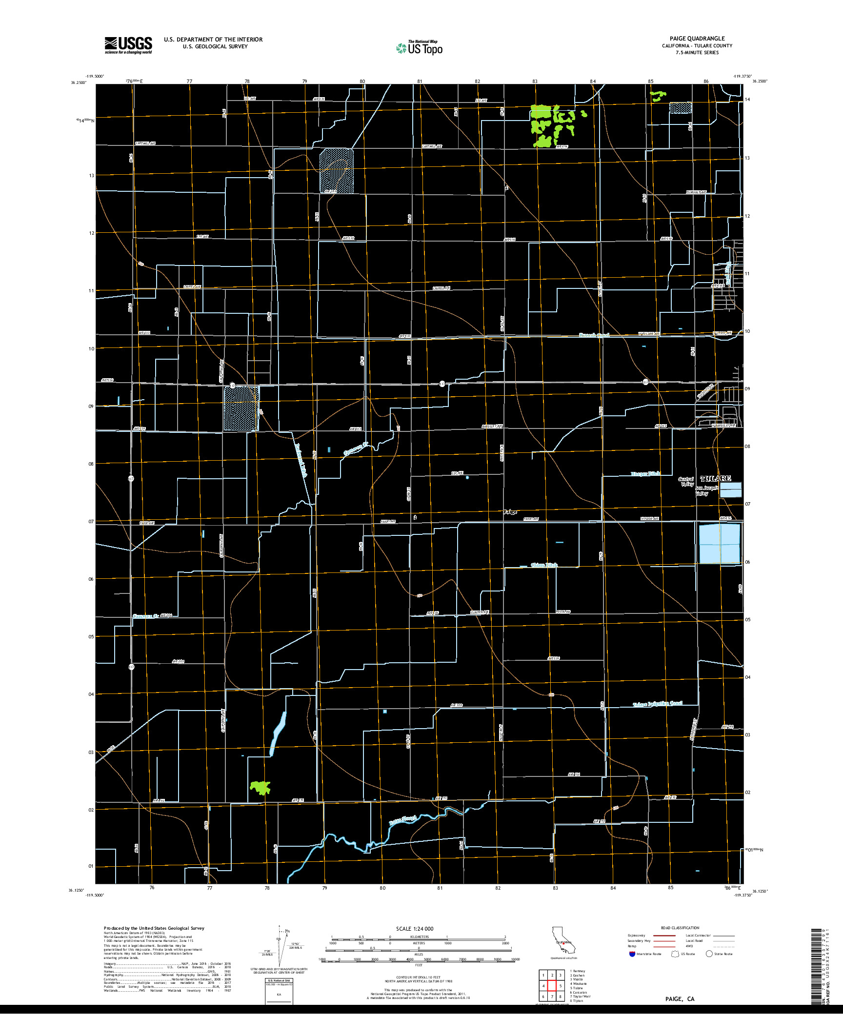 USGS US TOPO 7.5-MINUTE MAP FOR PAIGE, CA 2018