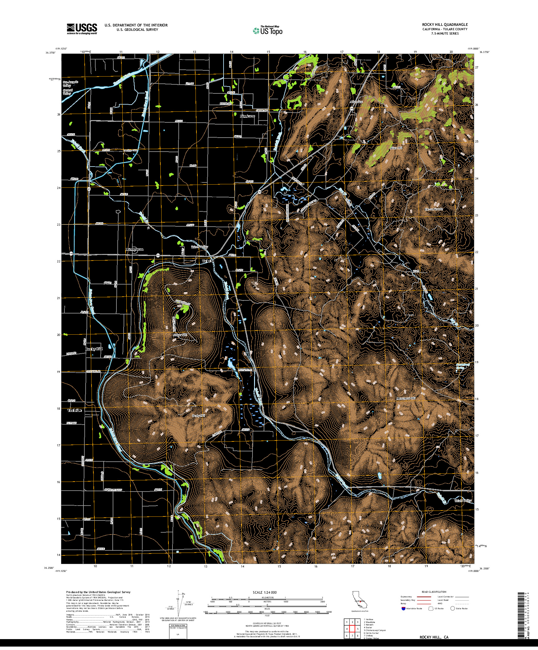 USGS US TOPO 7.5-MINUTE MAP FOR ROCKY HILL, CA 2018