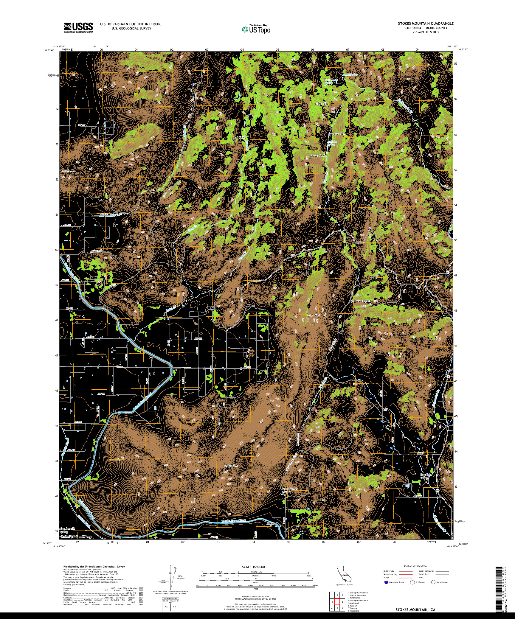 USGS US TOPO 7.5-MINUTE MAP FOR STOKES MOUNTAIN, CA 2018